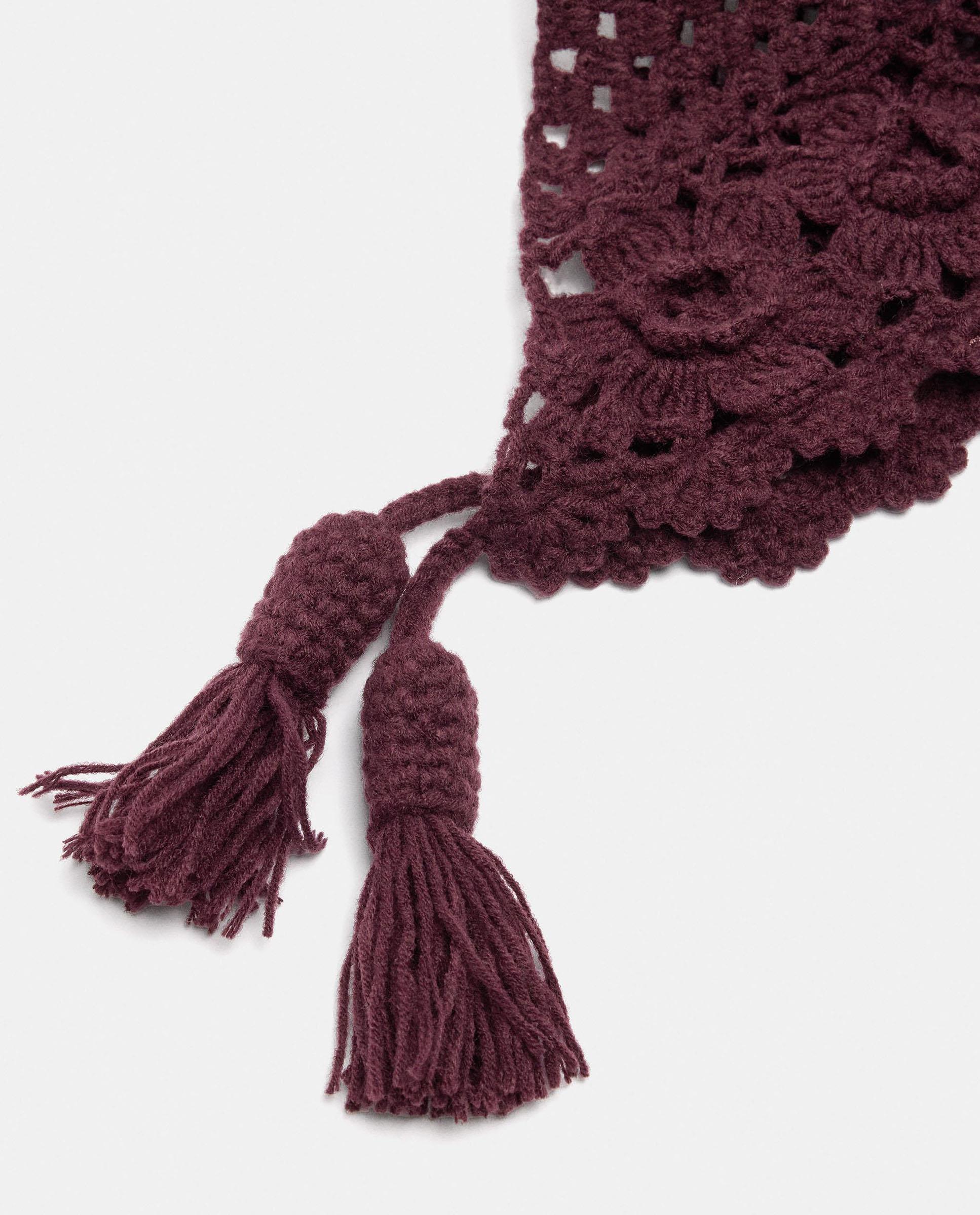 Pañuelo 100% lana de punto con borlas decorativas - Parfois - Burdeos Burdeos-2