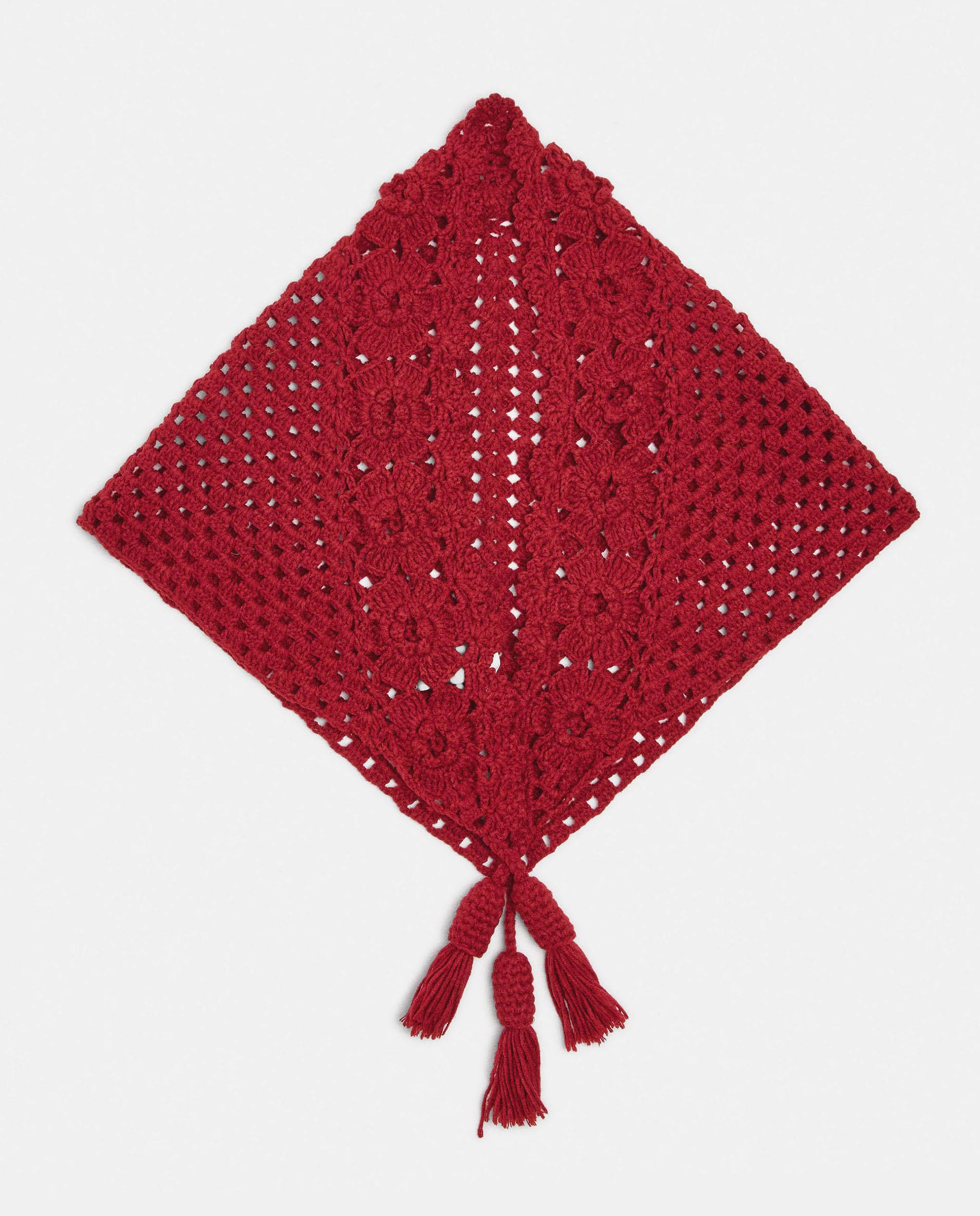 Pañuelo 100% lana de punto con borlas decorativas - Parfois - Rojo Rojo-1