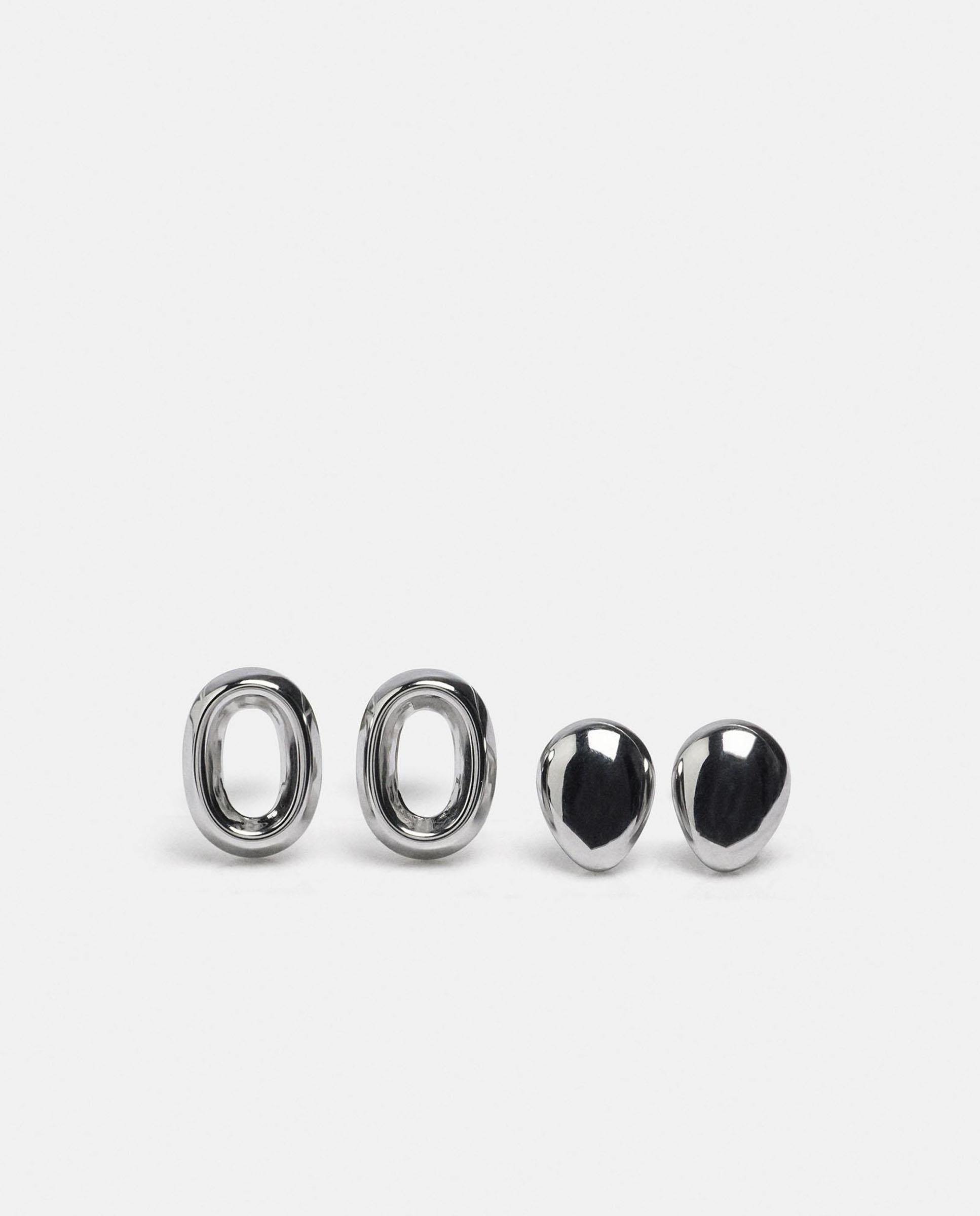 Imagen 0 de Pack de pendientes de acero inoxidable de distintas formas Plateado