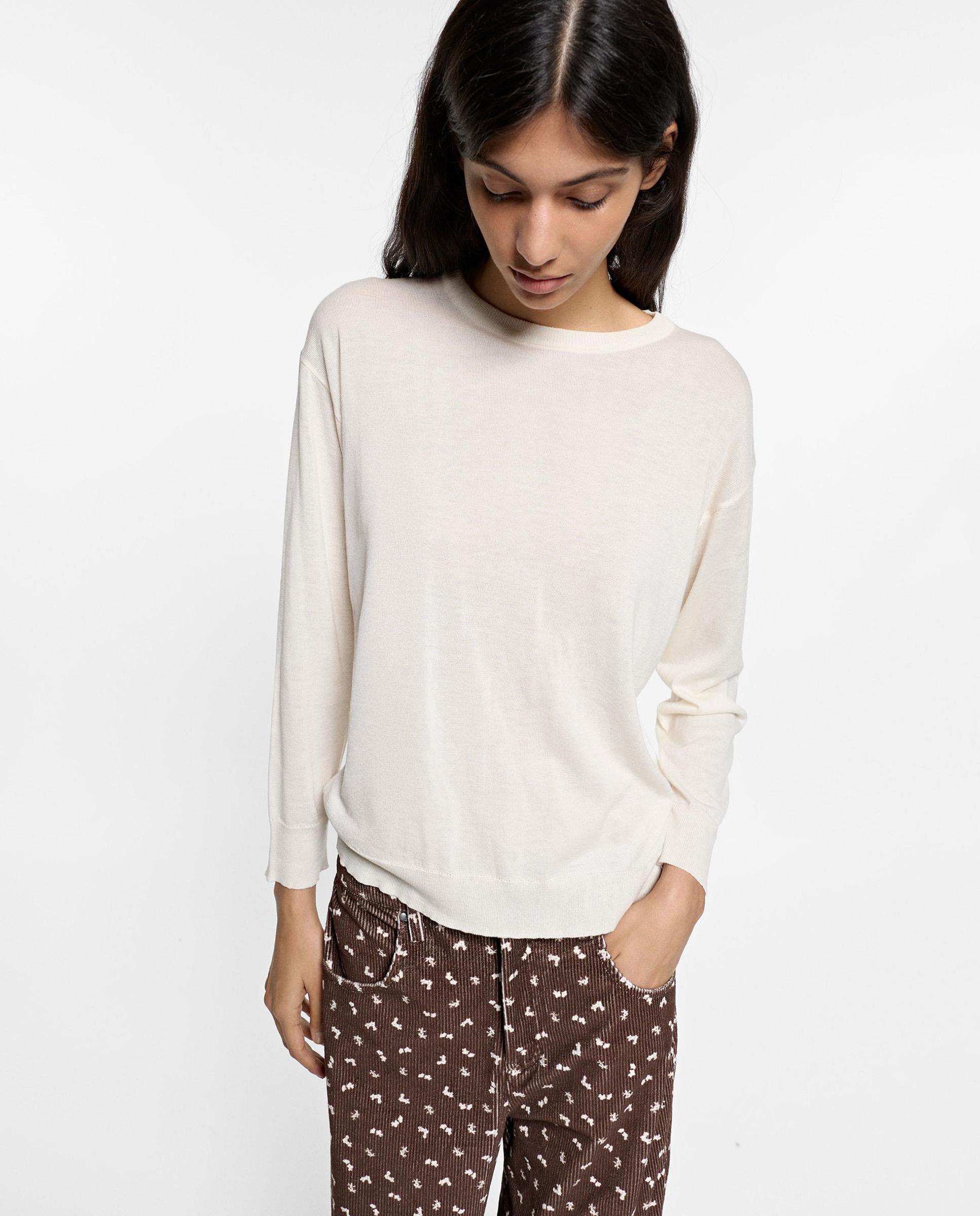 Jersey de mujer de manga larga en liso - Parfois - Crudo Crudo-1