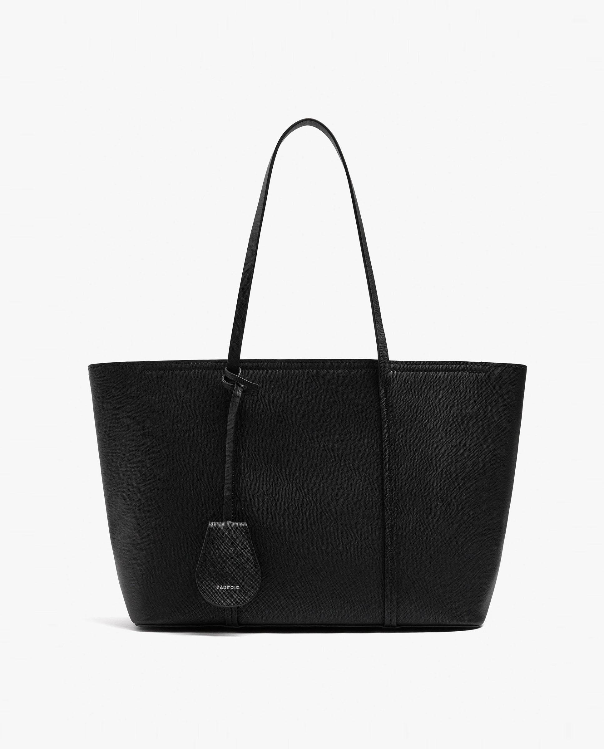 Imagen 0 de Shopper con cierre de cremallera y llavero extraíble Negro