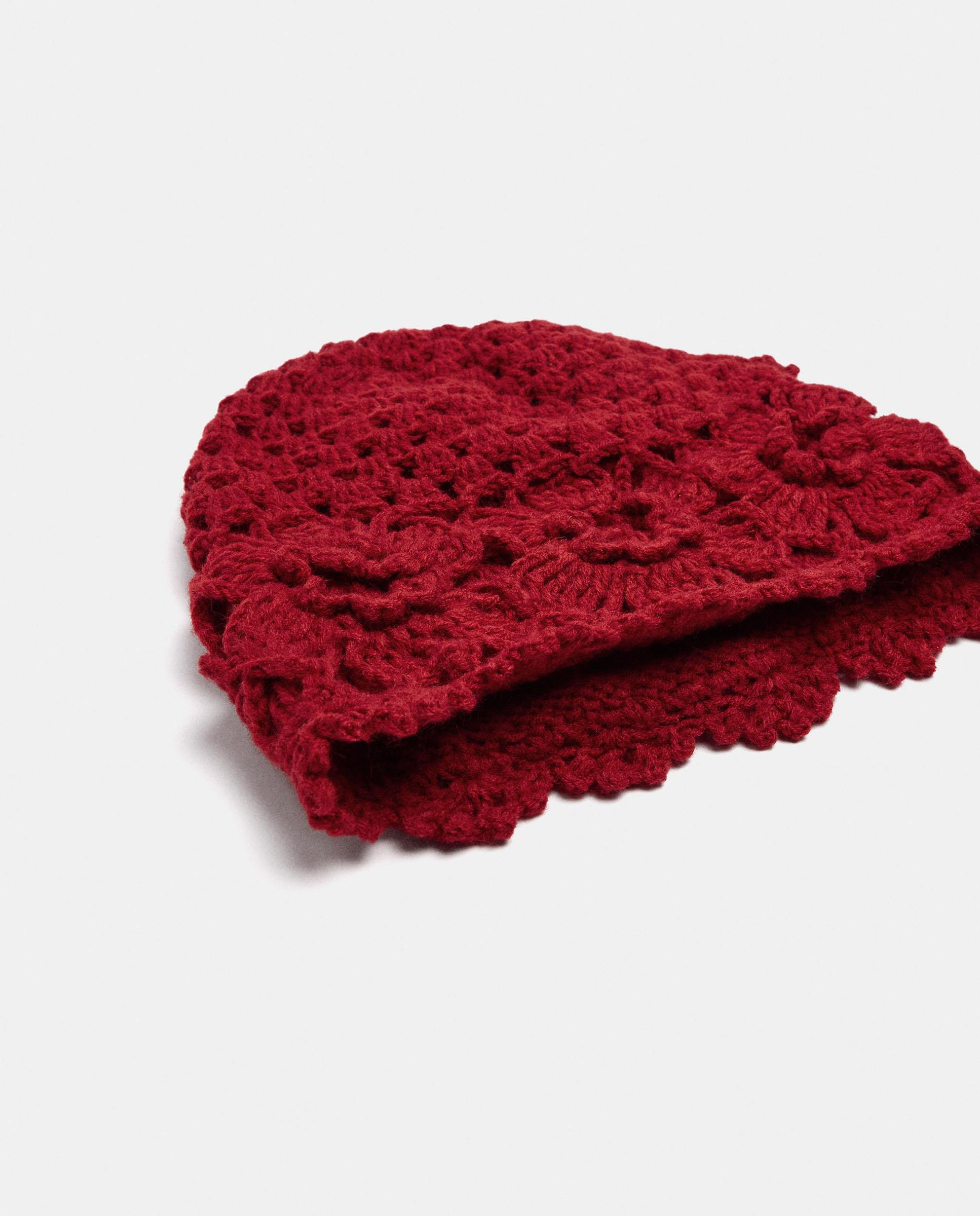 Gorro de mujer 100% lana de punto con borlas decorativas - Parfois - Rojo Rojo-2