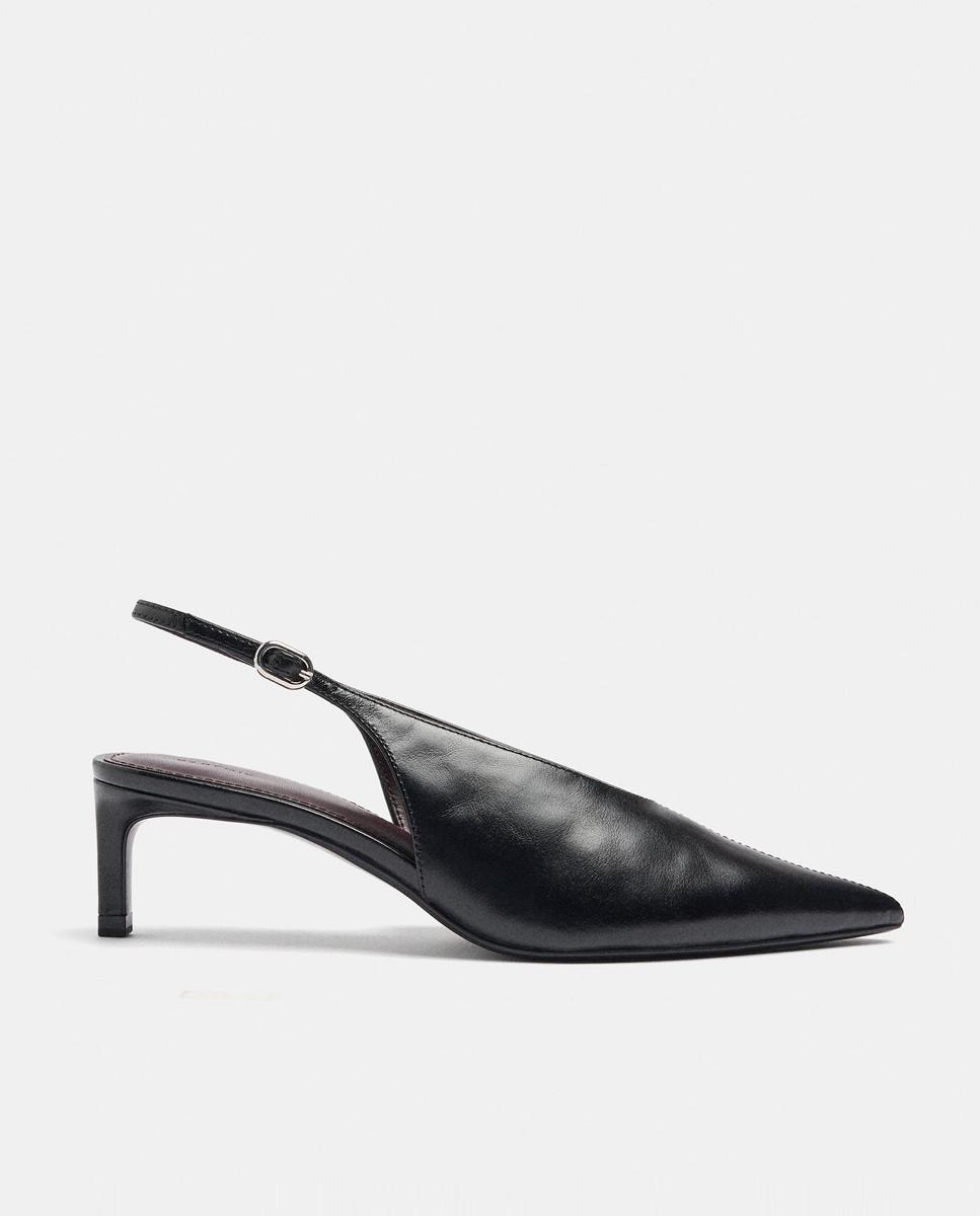 Zapatos de salón de mujer 100% piel destalonados con cierre de hebilla - Parfois - Negro Negro-3