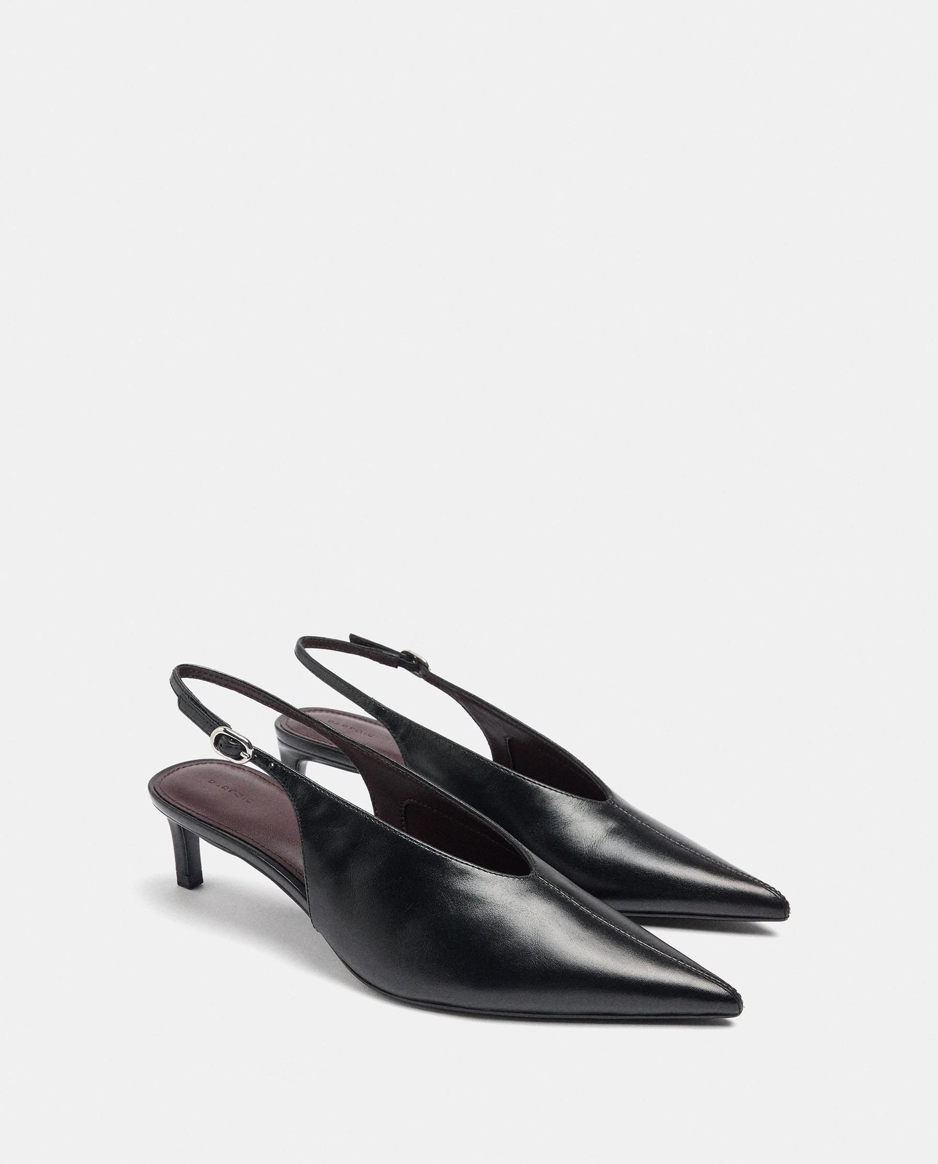 Zapatos de salón de mujer 100% piel destalonados con cierre de hebilla - Parfois - Negro Negro-2