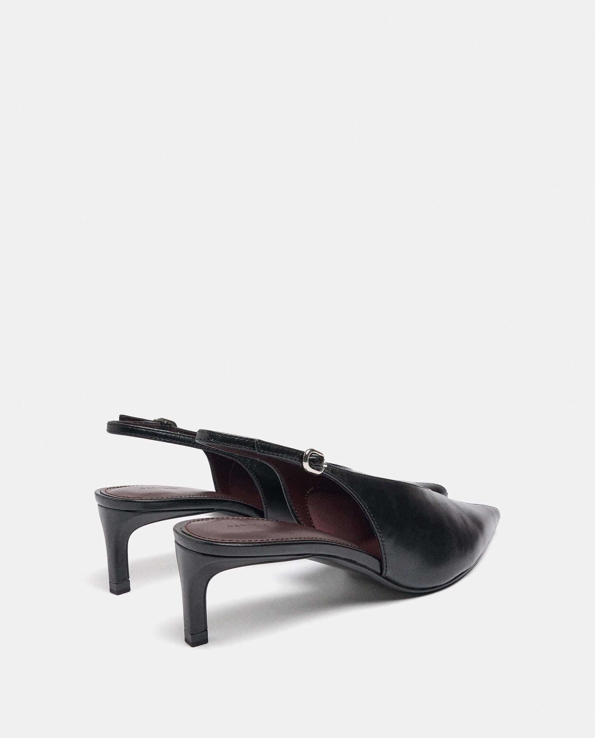 Zapatos de salón de mujer 100% piel destalonados con cierre de hebilla - Parfois - Negro Negro-4
