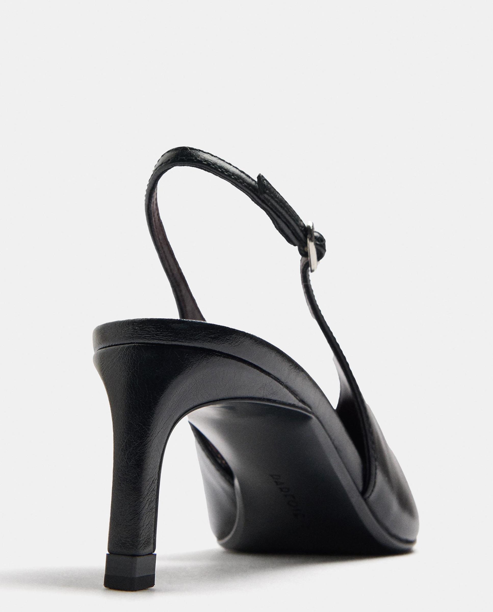 Zapatos de salón de mujer 100% piel destalonados con cierre de hebilla - Parfois - Negro Negro-5