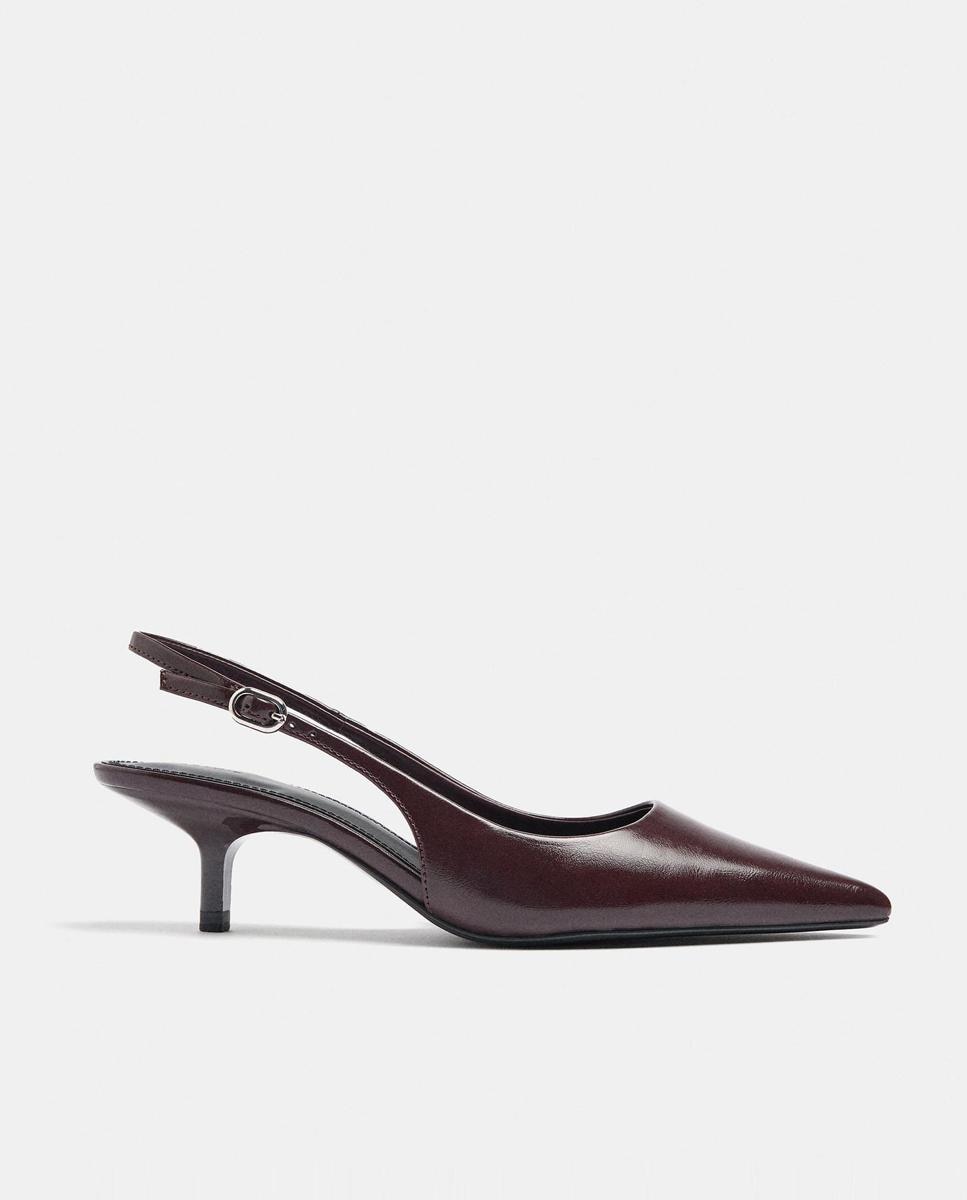 Zapatos de salón de mujer destalonados con cierre de hebilla en liso - Parfois - Marrón oscuro Marrón oscuro-3
