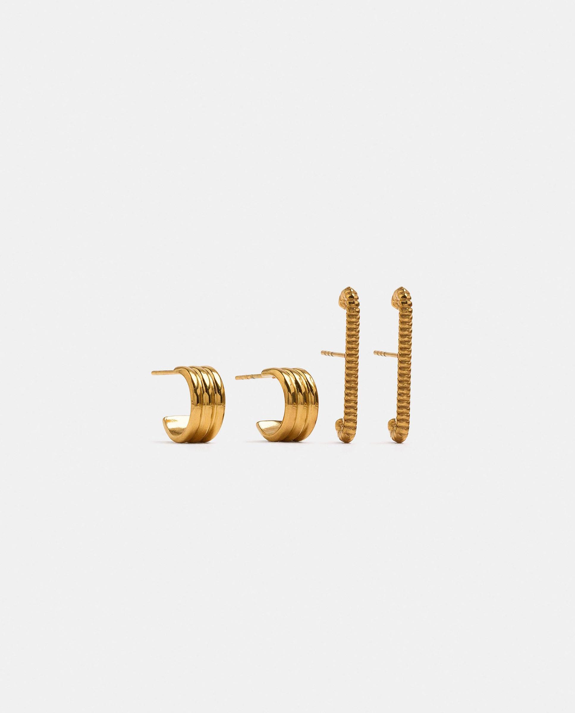 Pack de pendientes de aro de acero inoxidable lisos - Parfois - Dorado Dorado-1