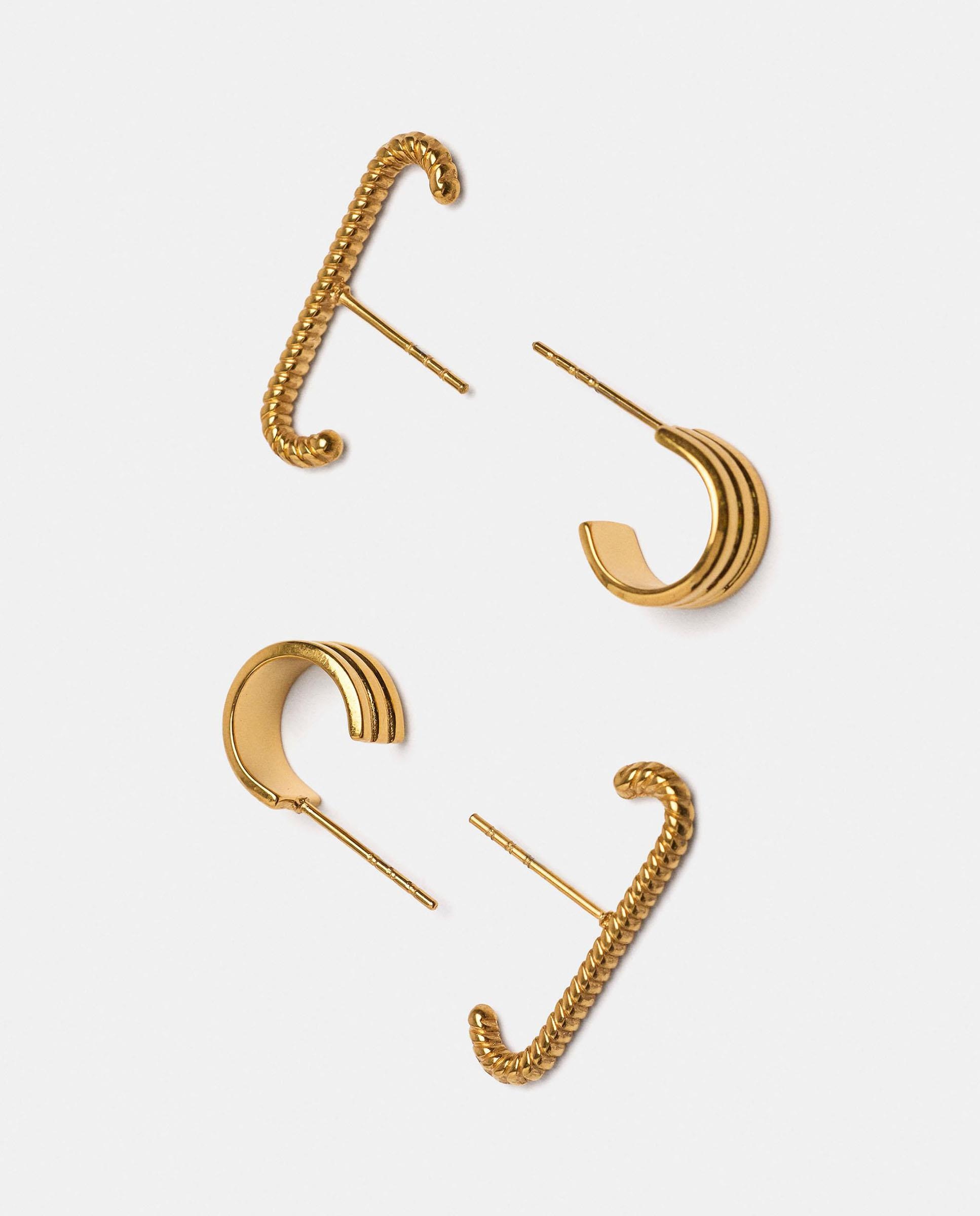 Pack de pendientes de aro de acero inoxidable lisos - Parfois - Dorado Dorado-2