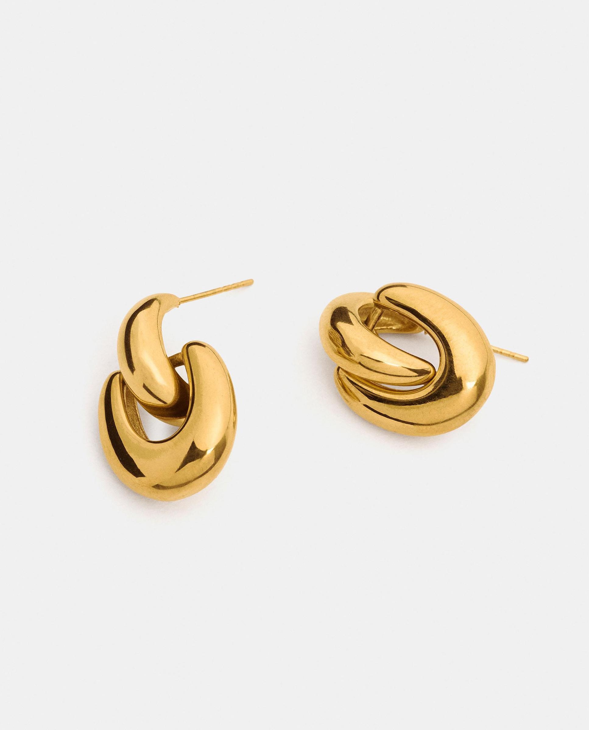Pendientes de aro de acero inoxidable dobles - Parfois - Dorado Dorado-2