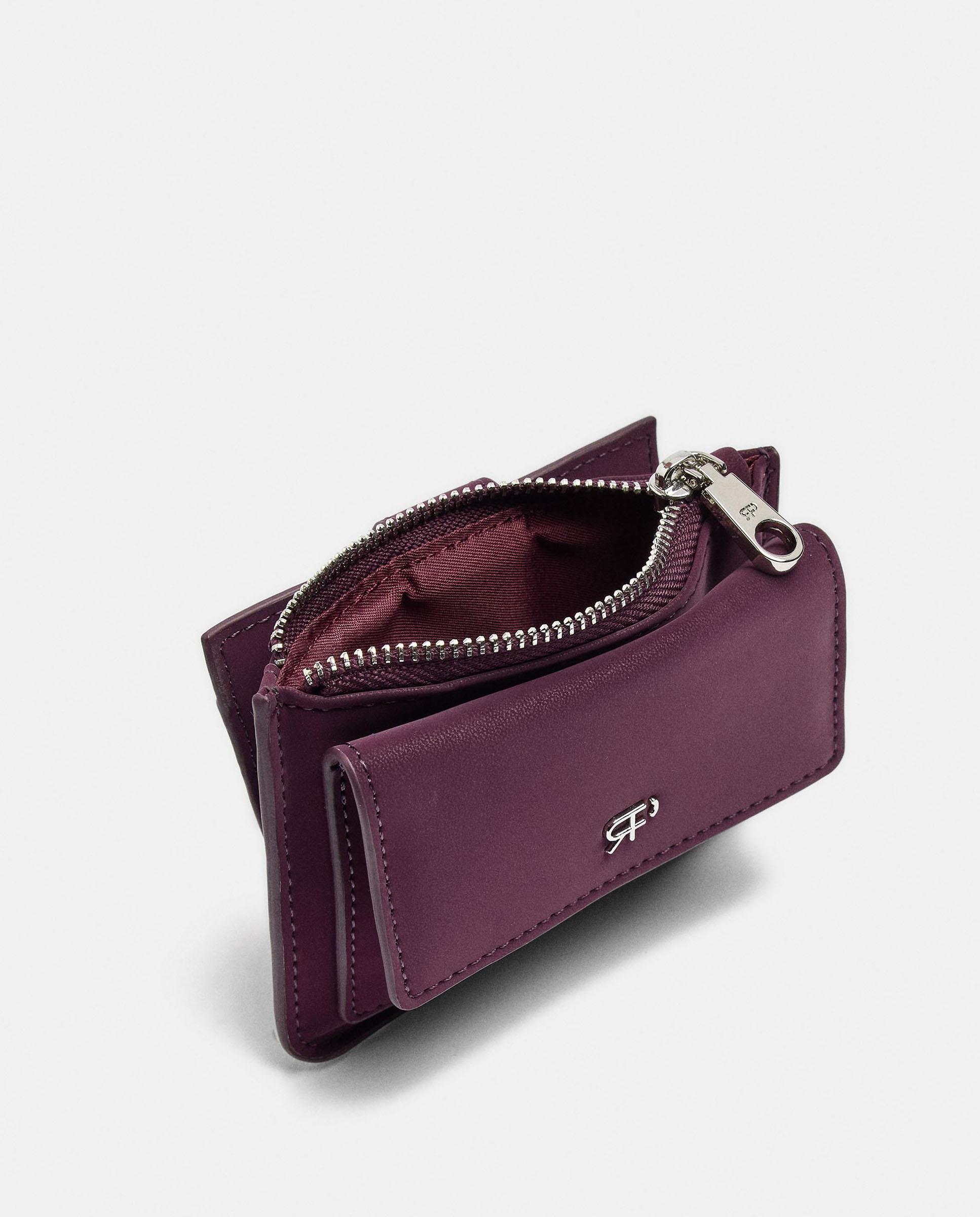 Tarjetero de mujer pequeño con cierre de cremallera en liso - Parfois - Morado Morado-4