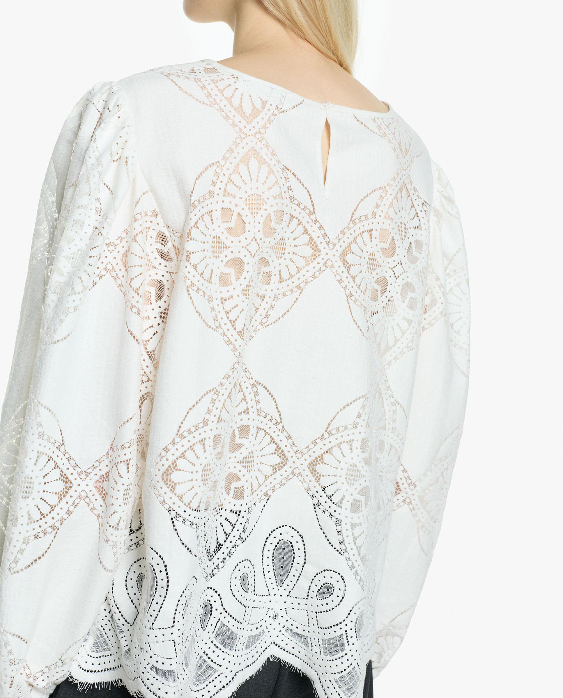 Imagen 4 de Blusa de mujer de manga larga troquelada en liso - Parfois - Crudo Crudo