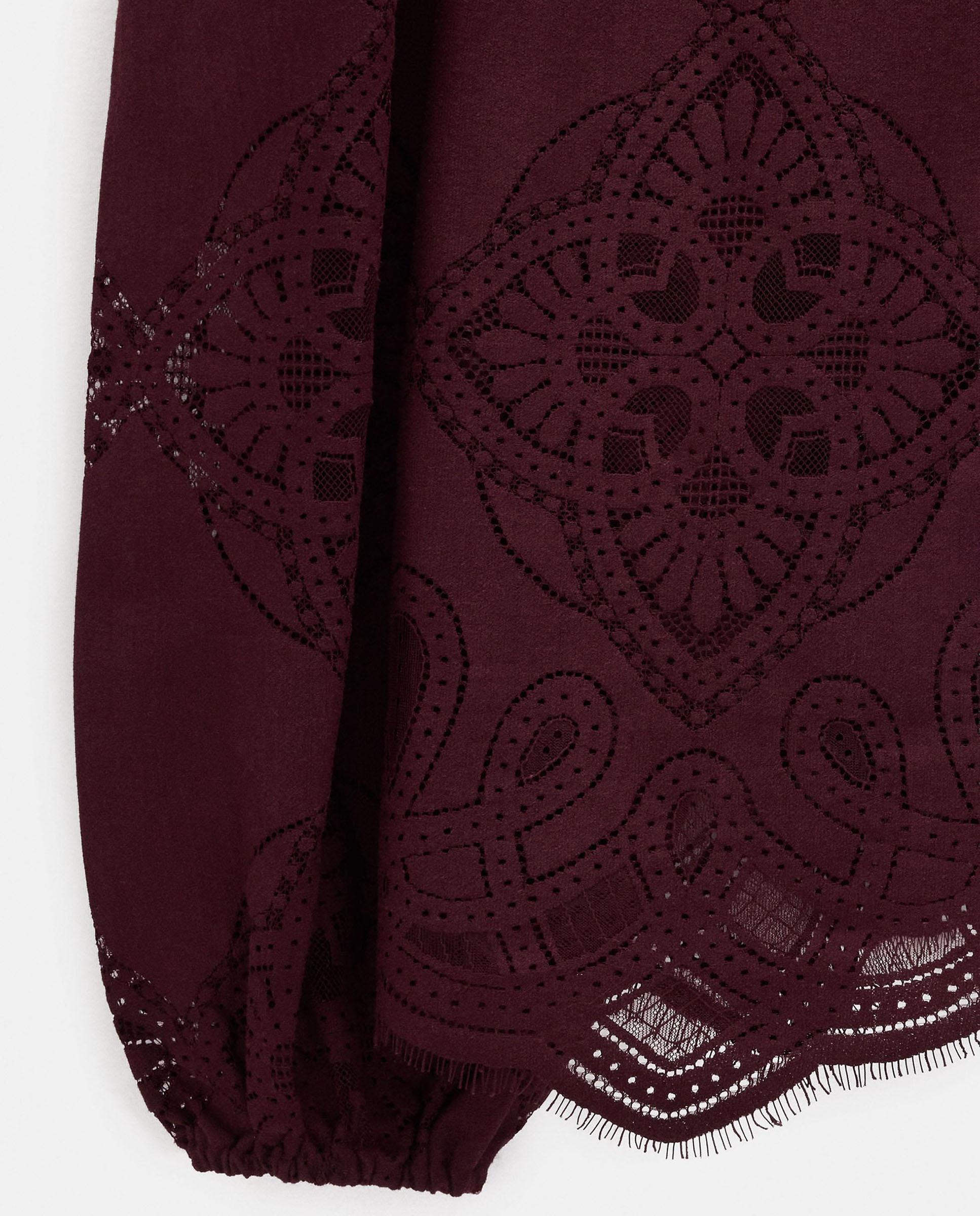 Imagen 6 de Blusa de mujer de manga larga troquelada en liso - Parfois - Burdeos Burdeos