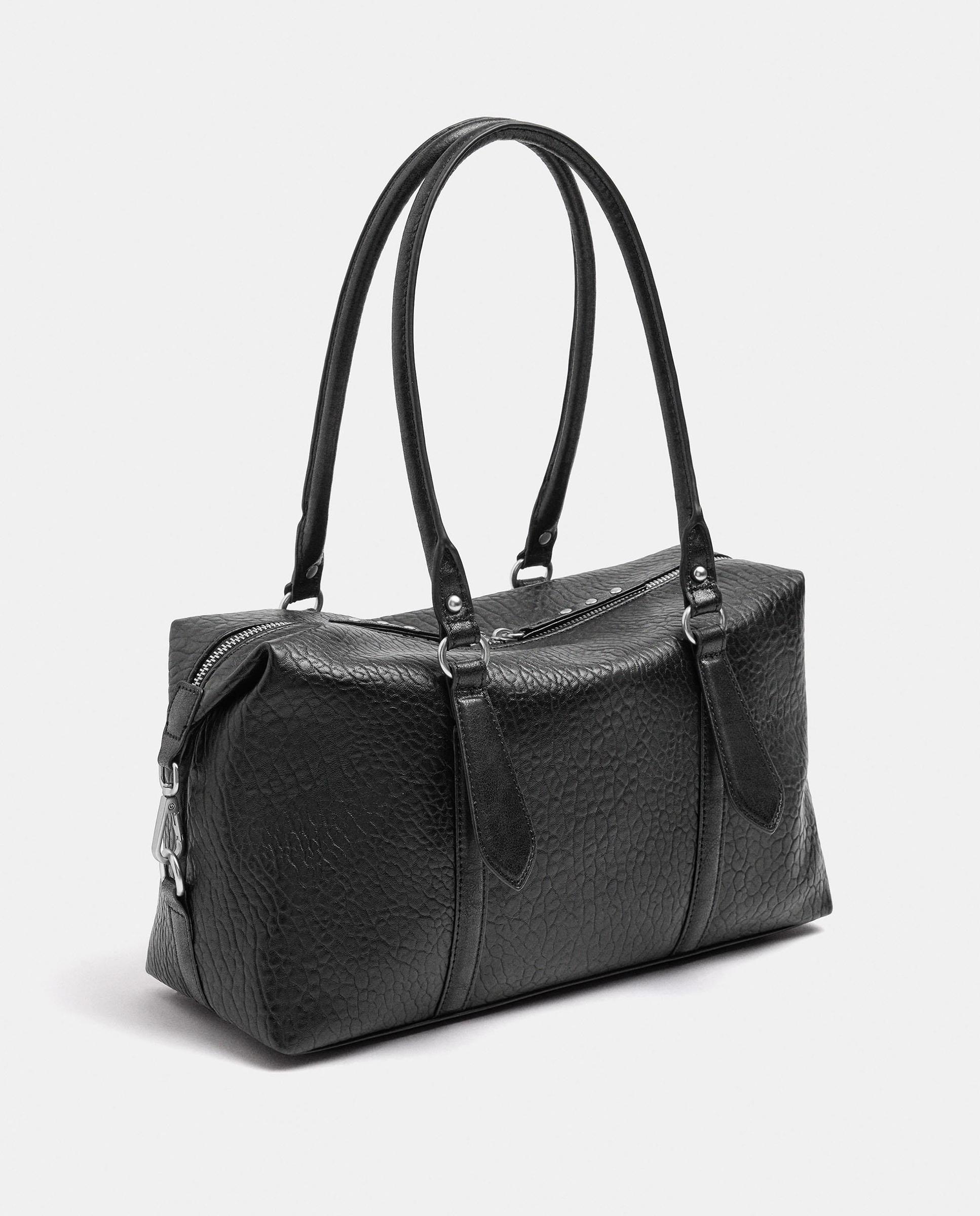 Bolso de hombro con cierre de cremallera en liso - Parfois - Negro Negro-2