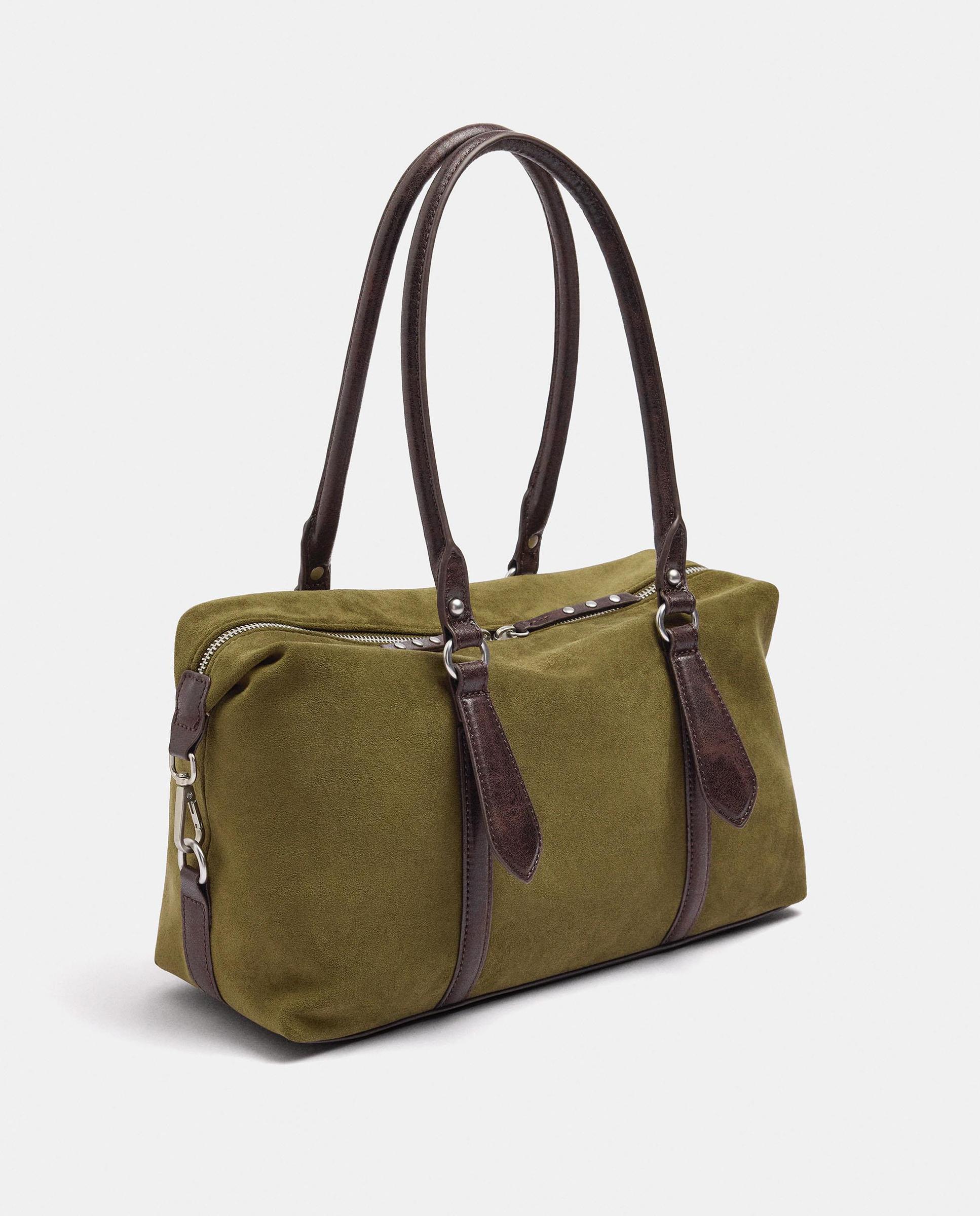 Bolso de hombro con cierre de cremallera en liso - Parfois - Kaki Kaki-2