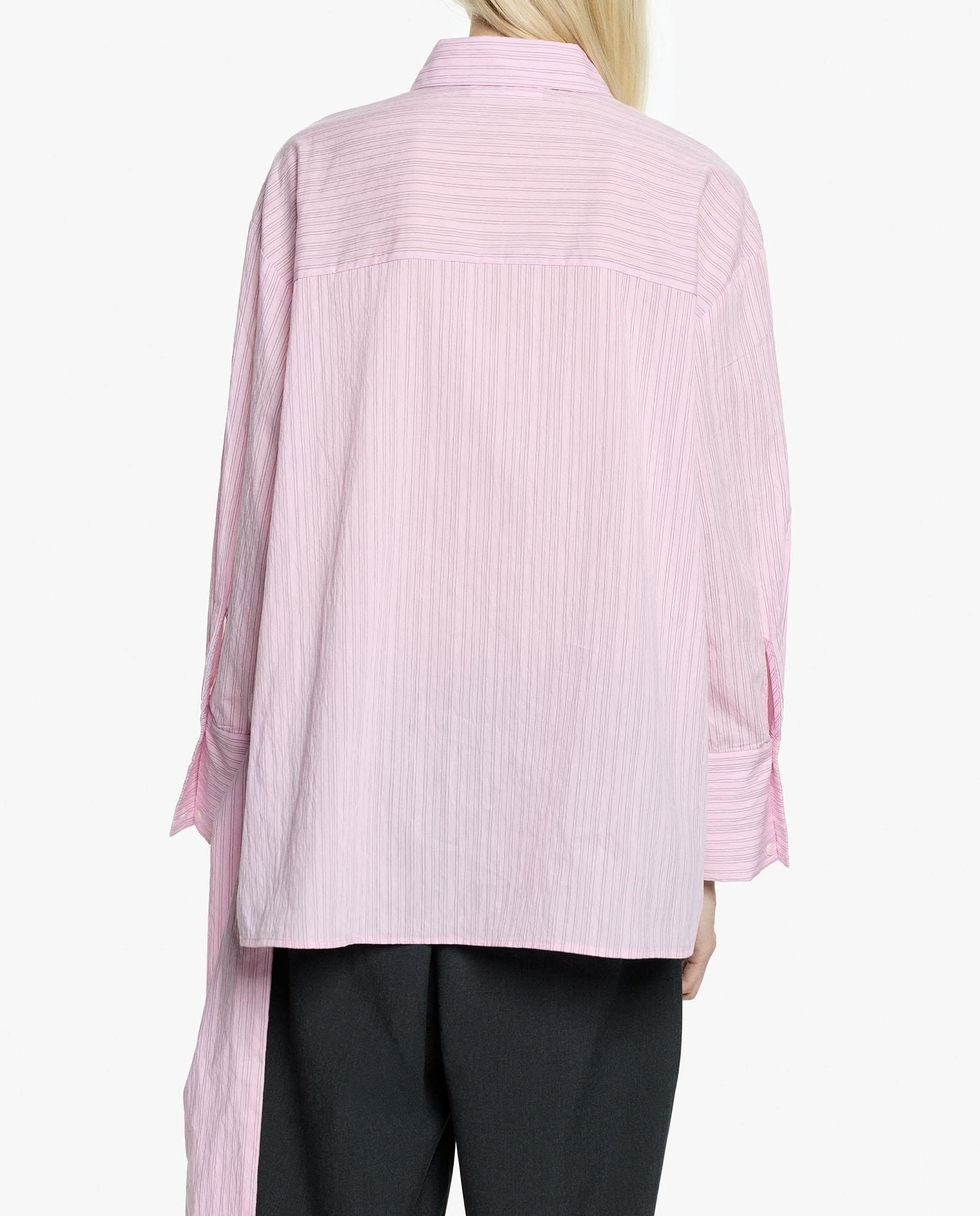 Imagen 5 de Camisa de mujer de manga larga con cinturón para ajustar y estampado de rayas diplomáticas - Parfois - Rosa Rosa