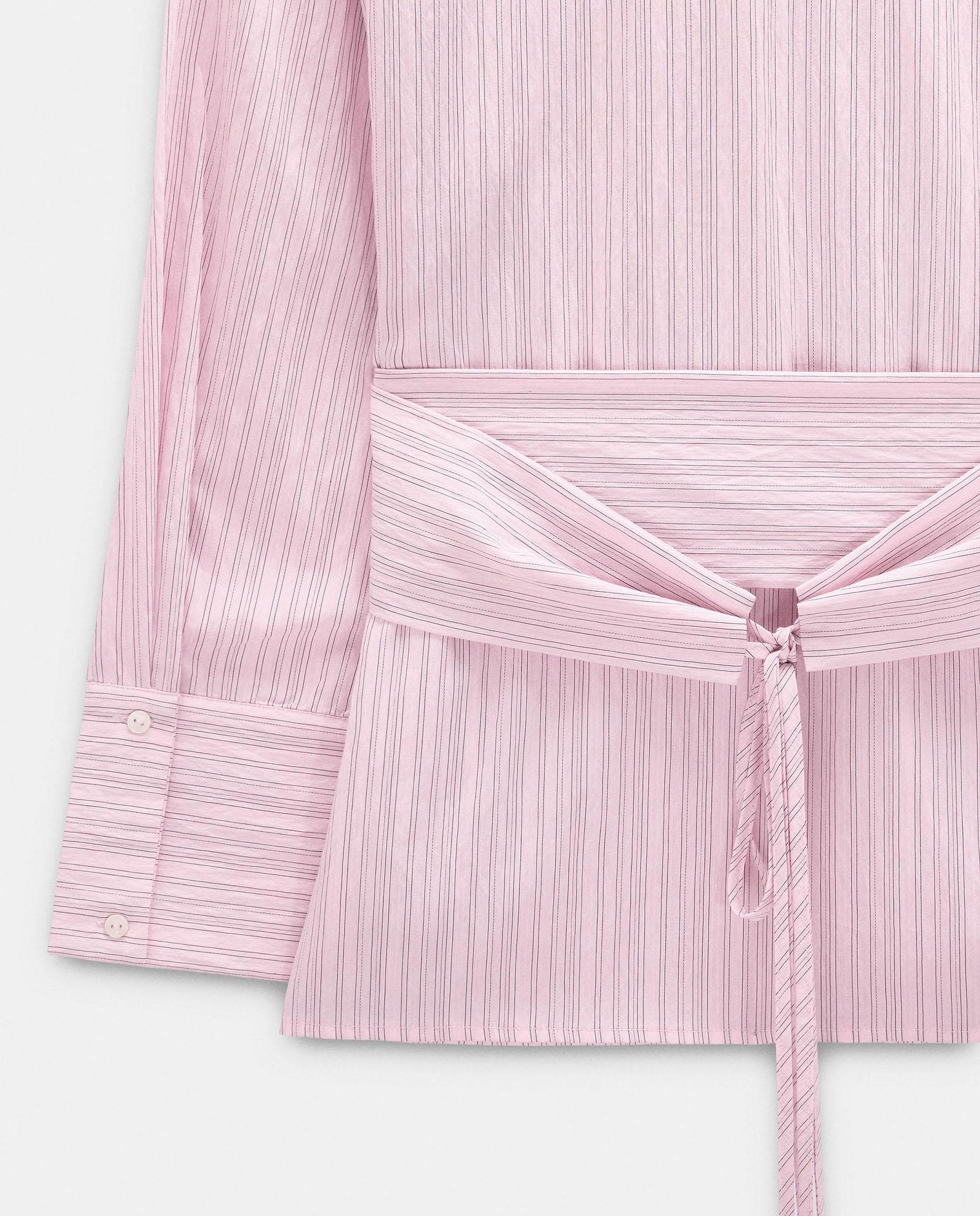 Imagen 8 de Camisa de mujer de manga larga con cinturón para ajustar y estampado de rayas diplomáticas - Parfois - Rosa Rosa