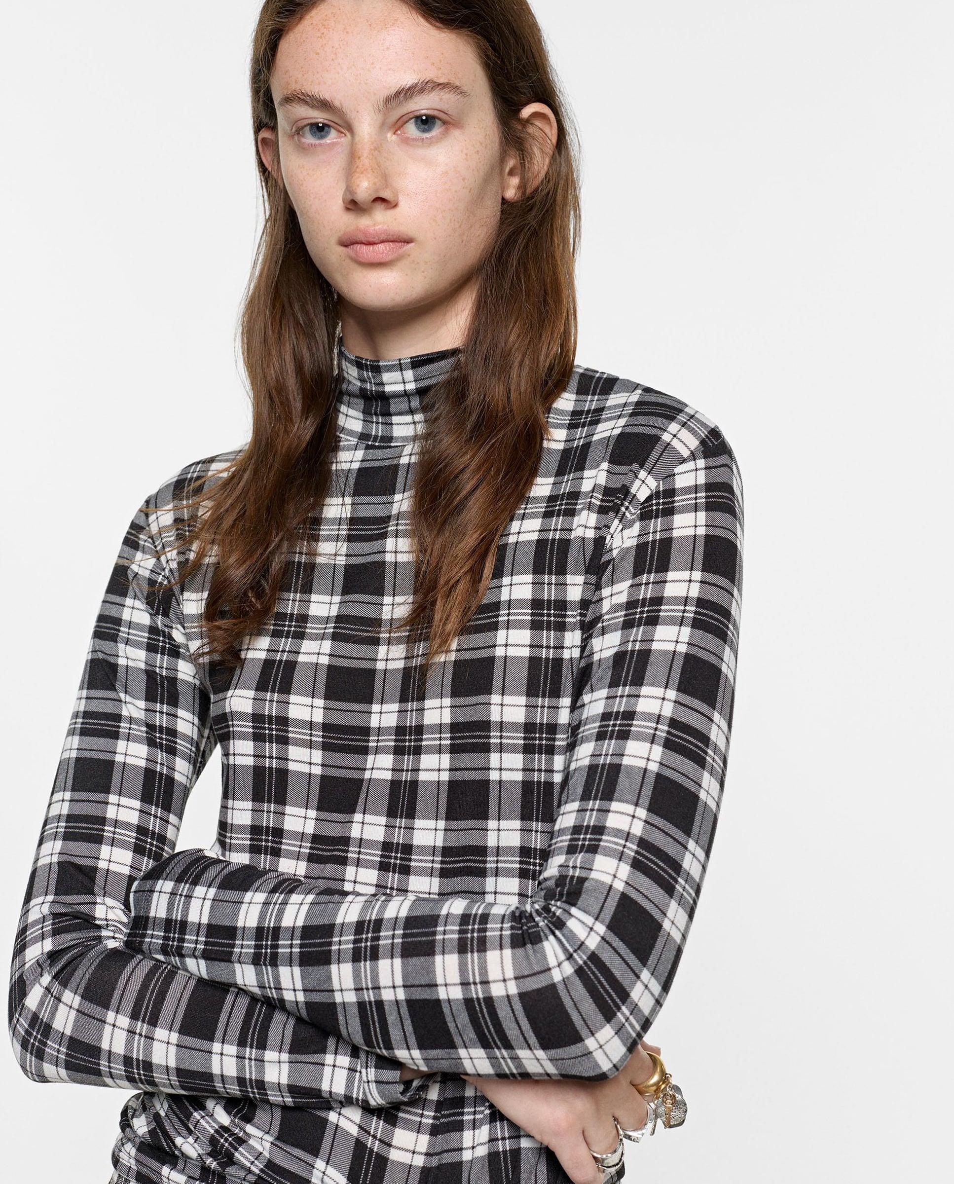 Imagen 1 de Jersey de mujer con cuello alto y estampado de cuadros - Parfois - Negro Negro
