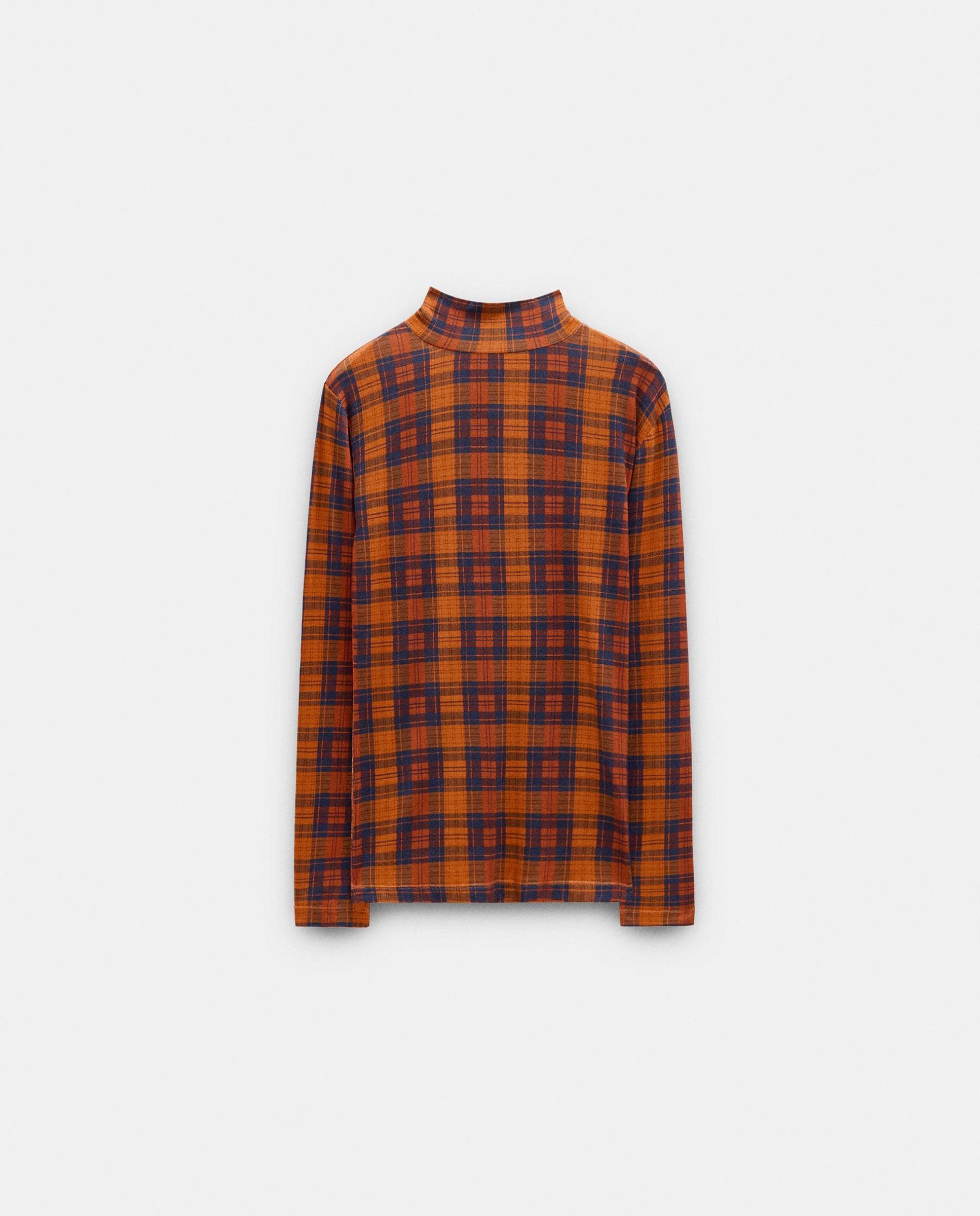 Imagen 7 de Jersey de mujer con cuello alto y estampado de cuadros - Parfois - Naranja Naranja