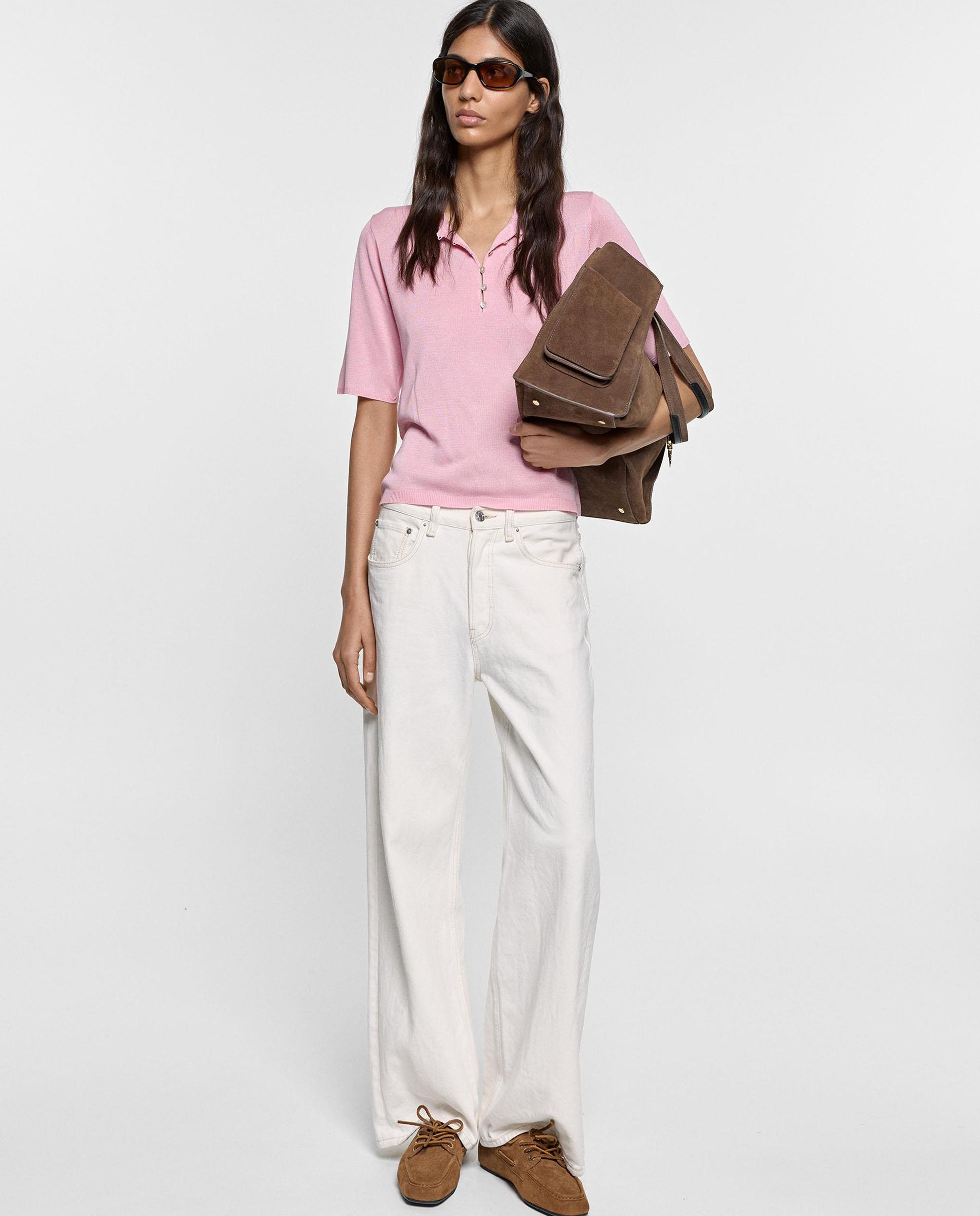 Jersey de mujer 100% viscosa de manga corta en liso - Parfois - Rosa Rosa-2