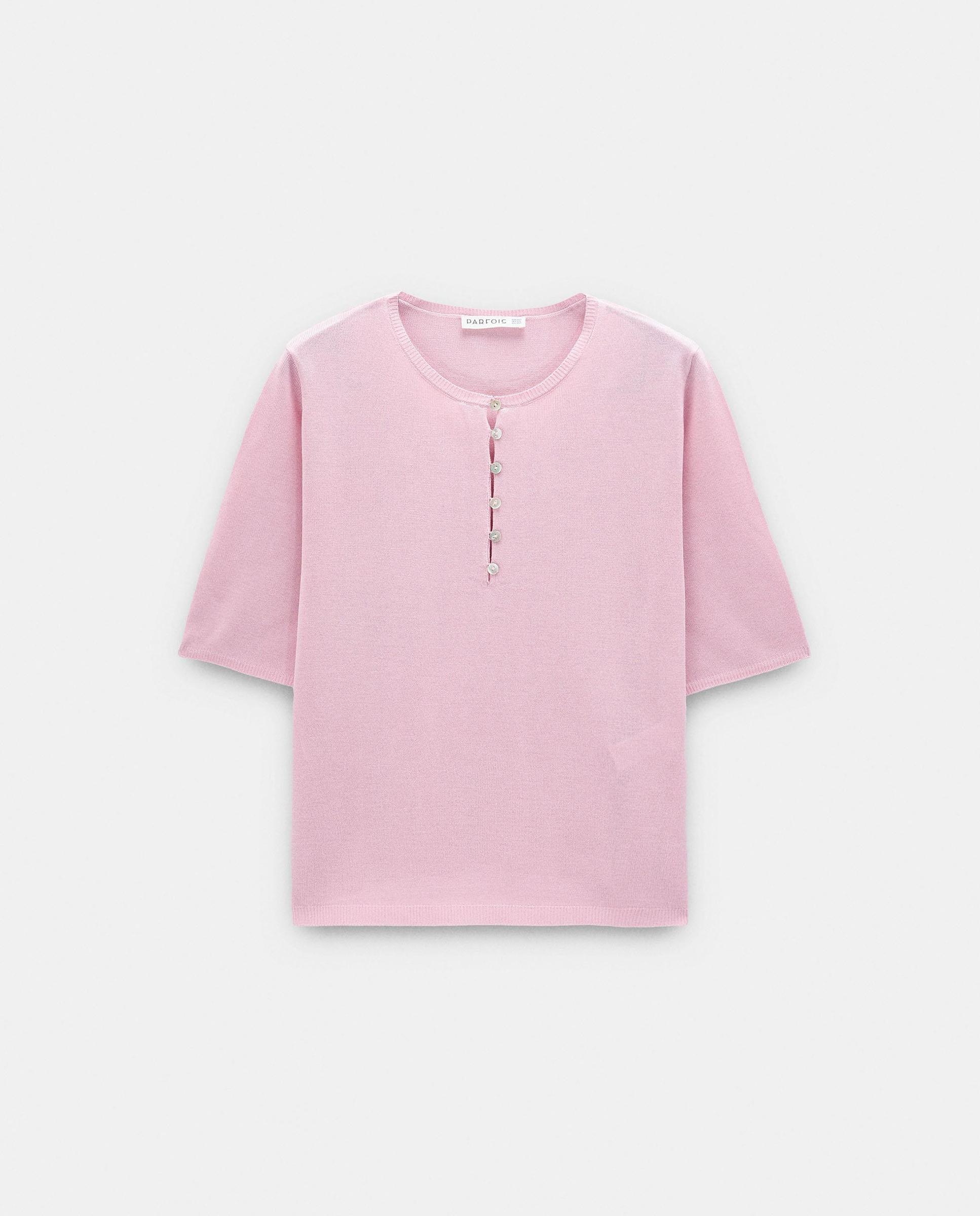 Jersey de mujer 100% viscosa de manga corta en liso - Parfois - Rosa Rosa-6
