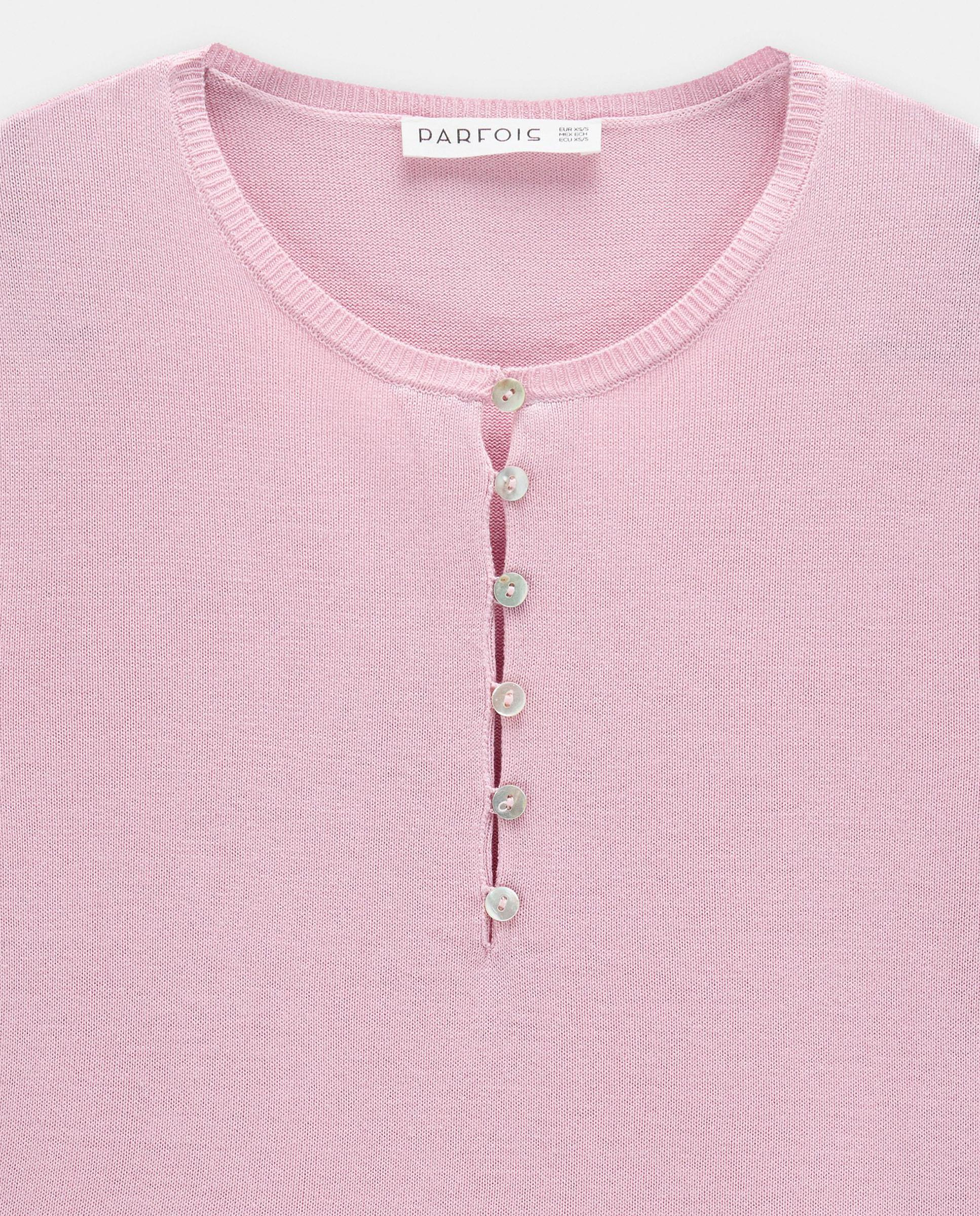 Jersey de mujer 100% viscosa de manga corta en liso - Parfois - Rosa Rosa-5