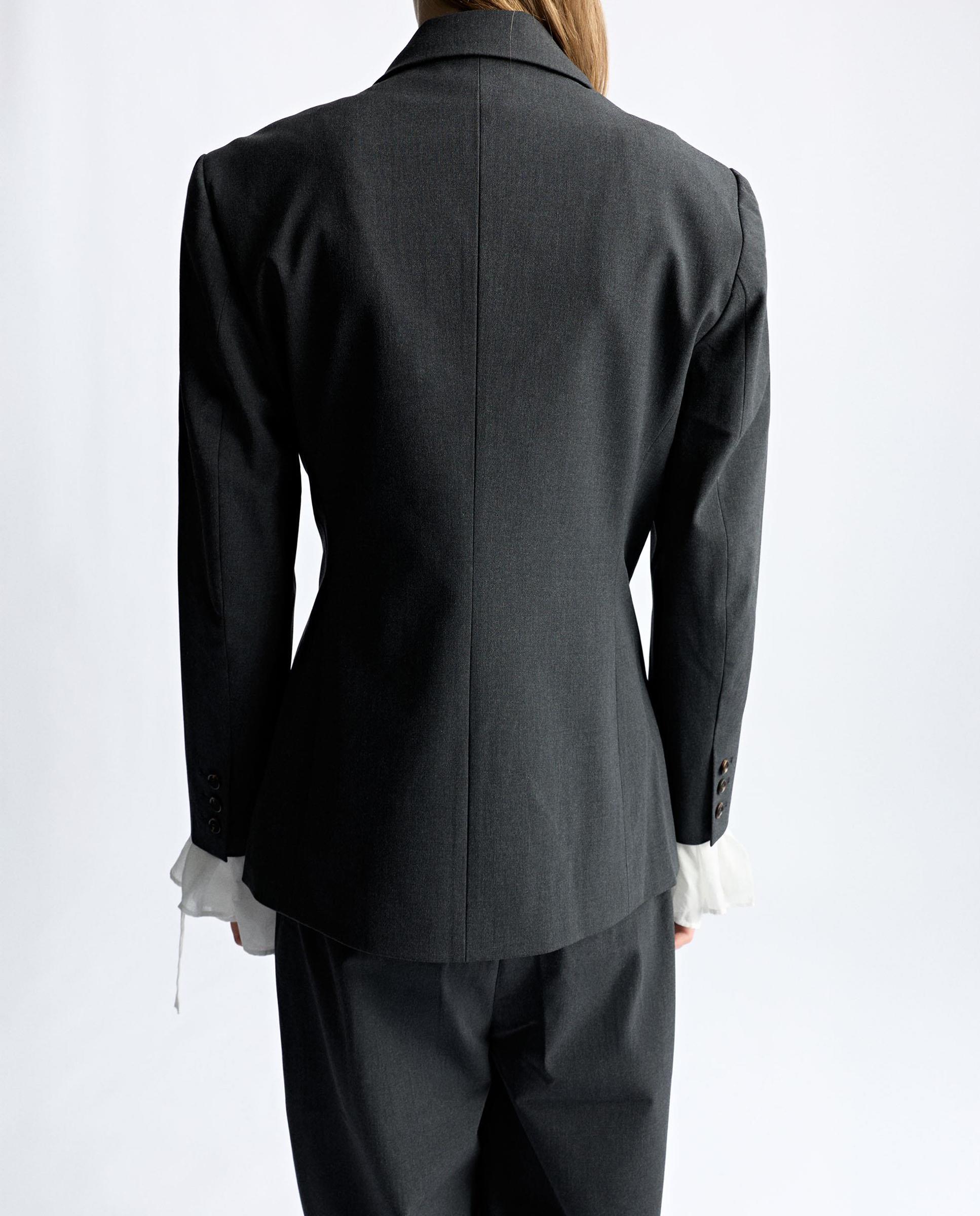 Blazer de mujer con pespuntes en liso - Parfois - Gris Gris-7