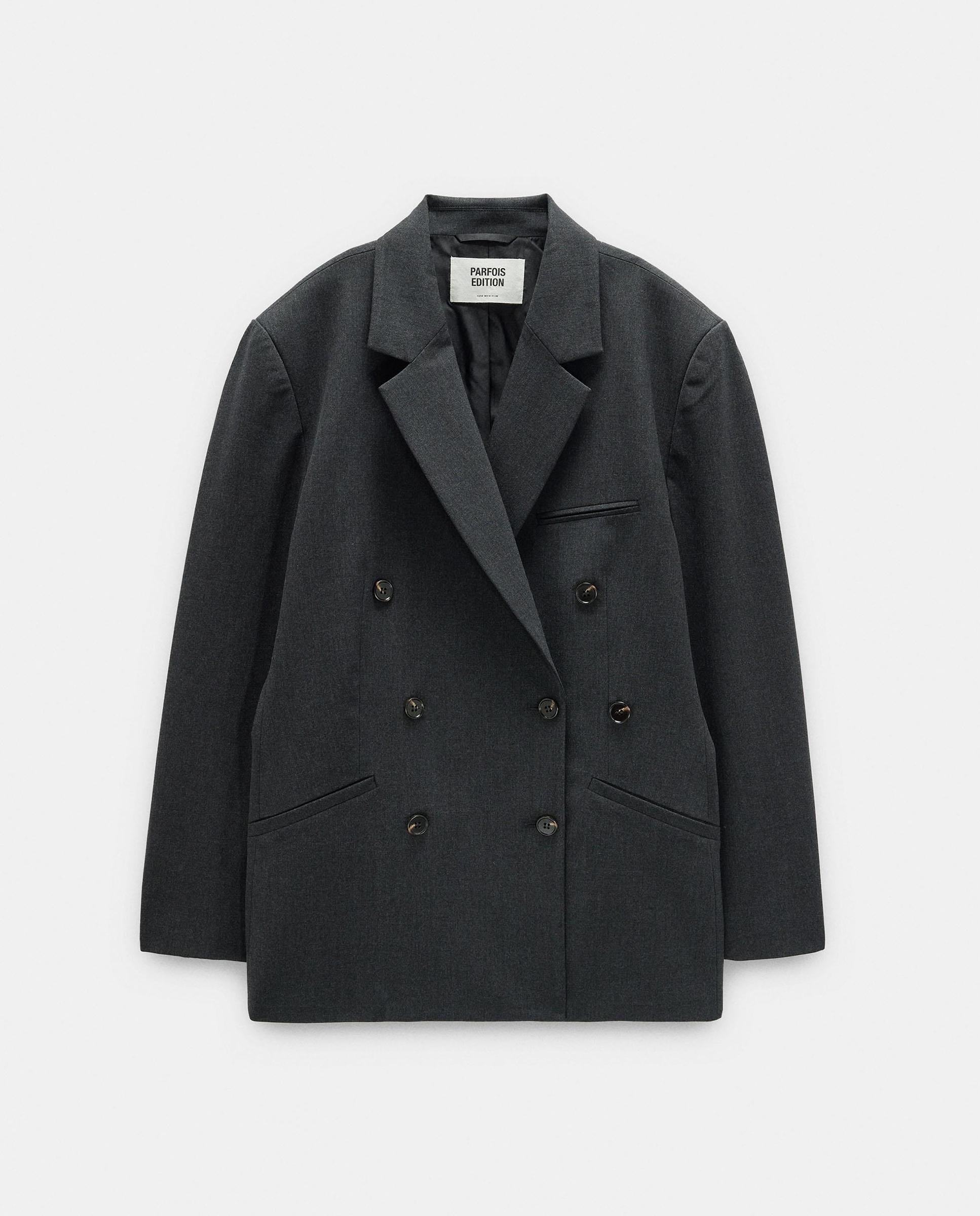 Blazer de mujer con pespuntes en liso - Parfois - Gris Gris-8