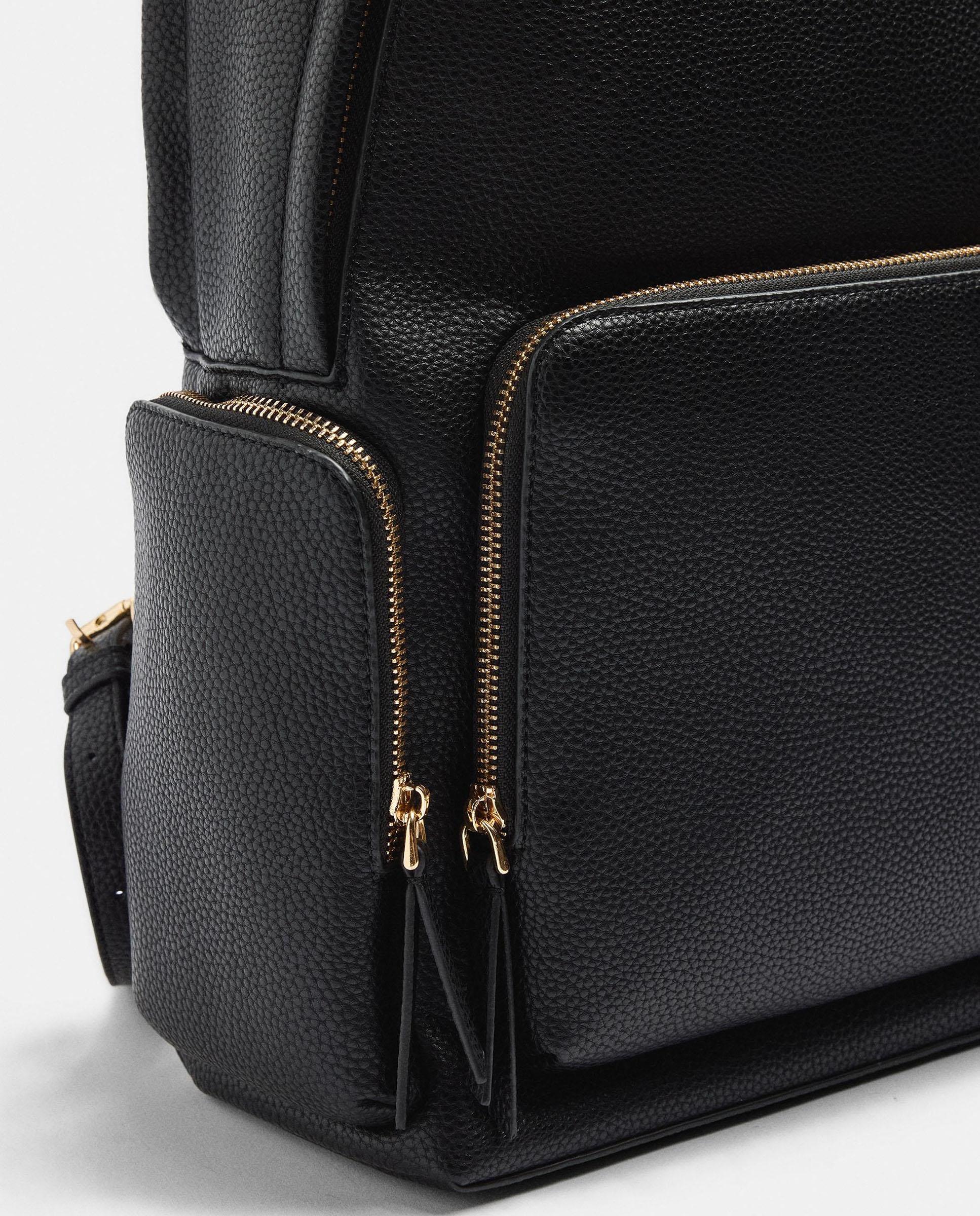 Mochila de mujer con varios compartimentos y cierre de cremallera en liso - Parfois - Negro Negro-3