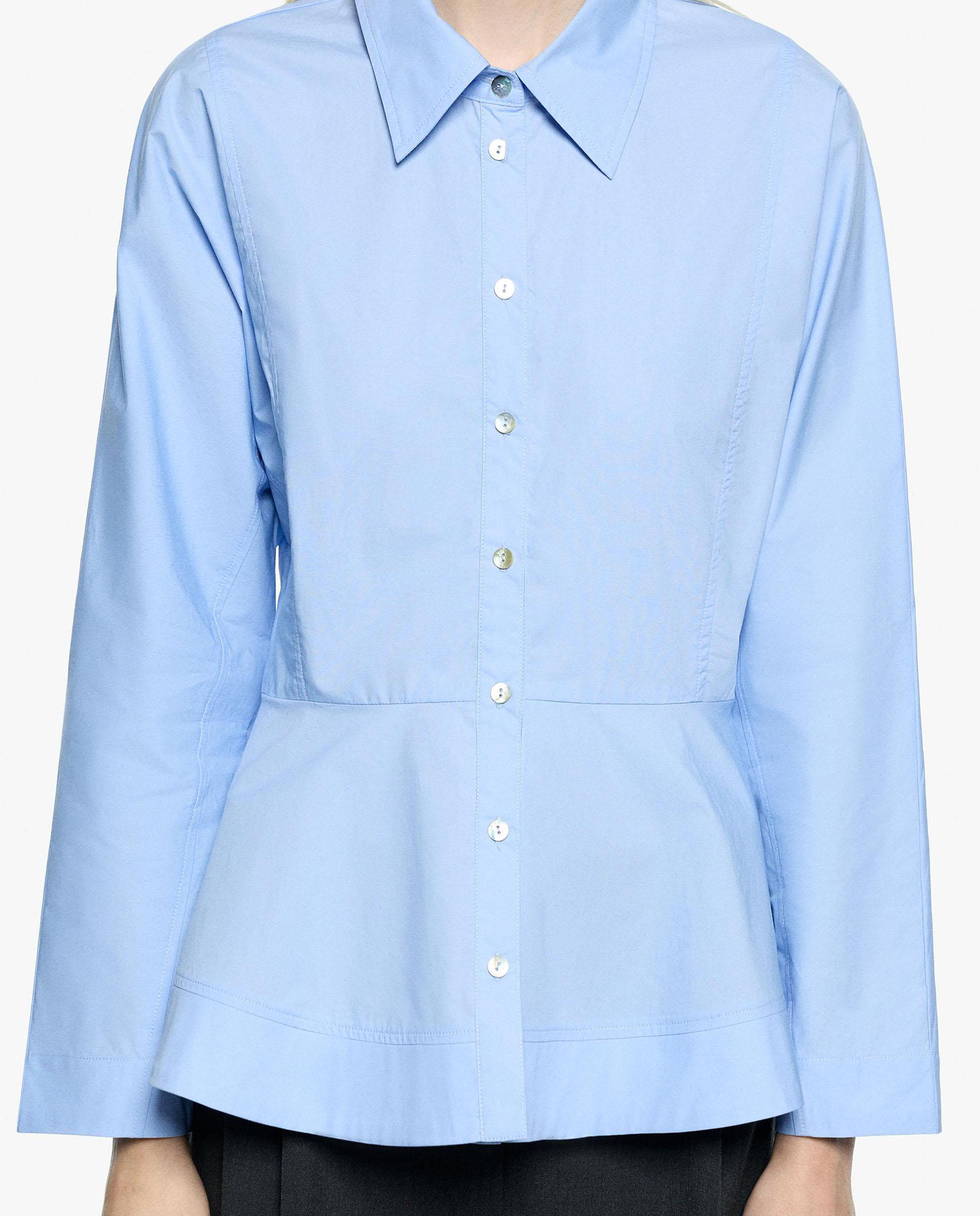 Imagen 1 de Camisa de mujer 100% algodón de manga larga con costuras en liso - Parfois - Azul Azul
