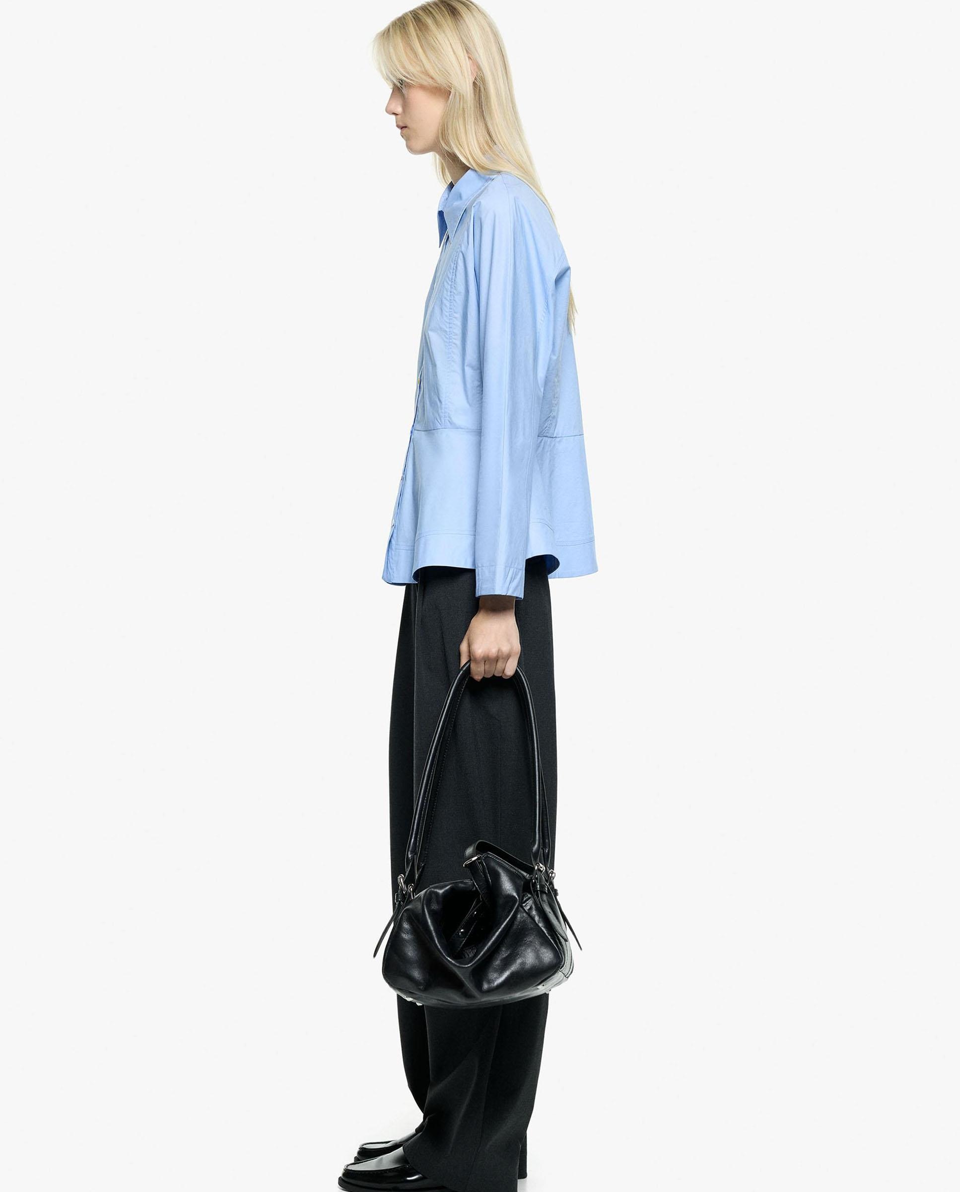 Imagen 2 de Camisa de mujer 100% algodón de manga larga con costuras en liso - Parfois - Azul Azul