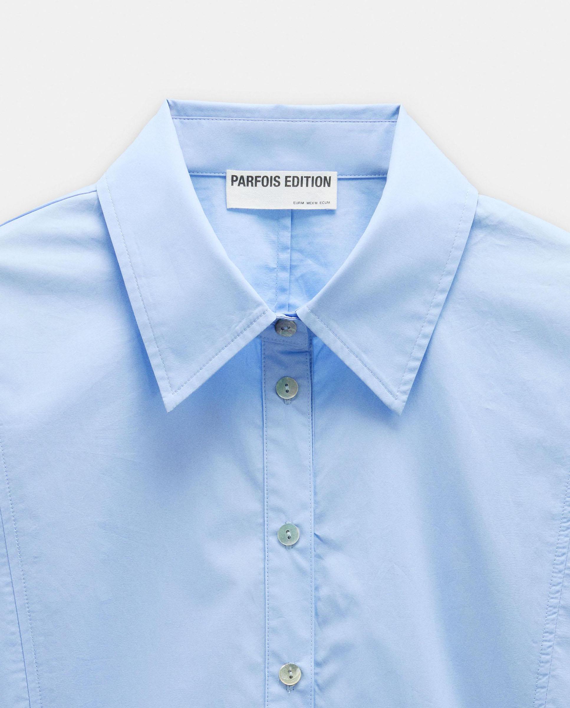 Imagen 5 de Camisa de mujer 100% algodón de manga larga con costuras en liso - Parfois - Azul Azul