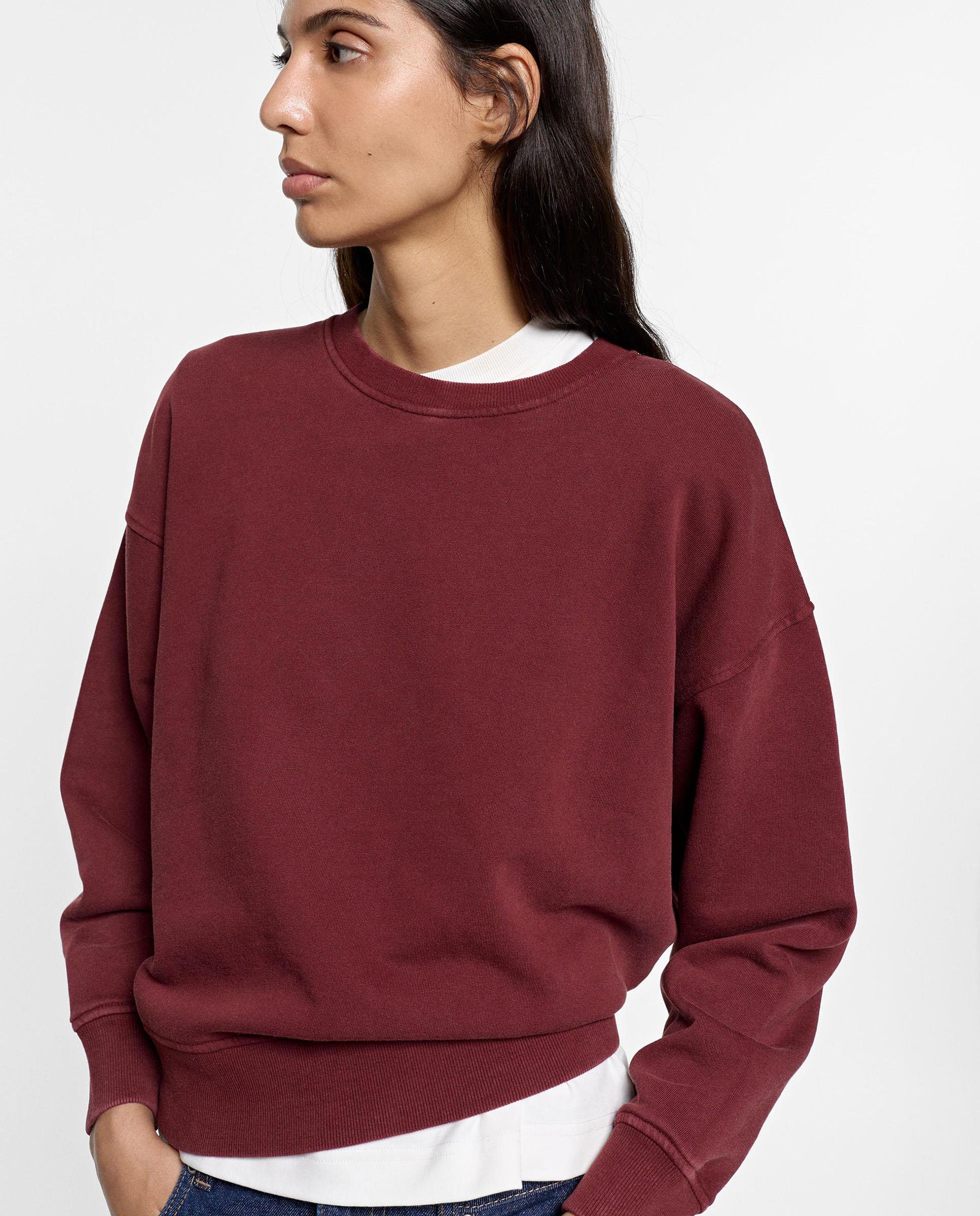 Sudadera de mujer 100% algodón con cuello redondo en liso - Parfois - Burdeos Burdeos-1