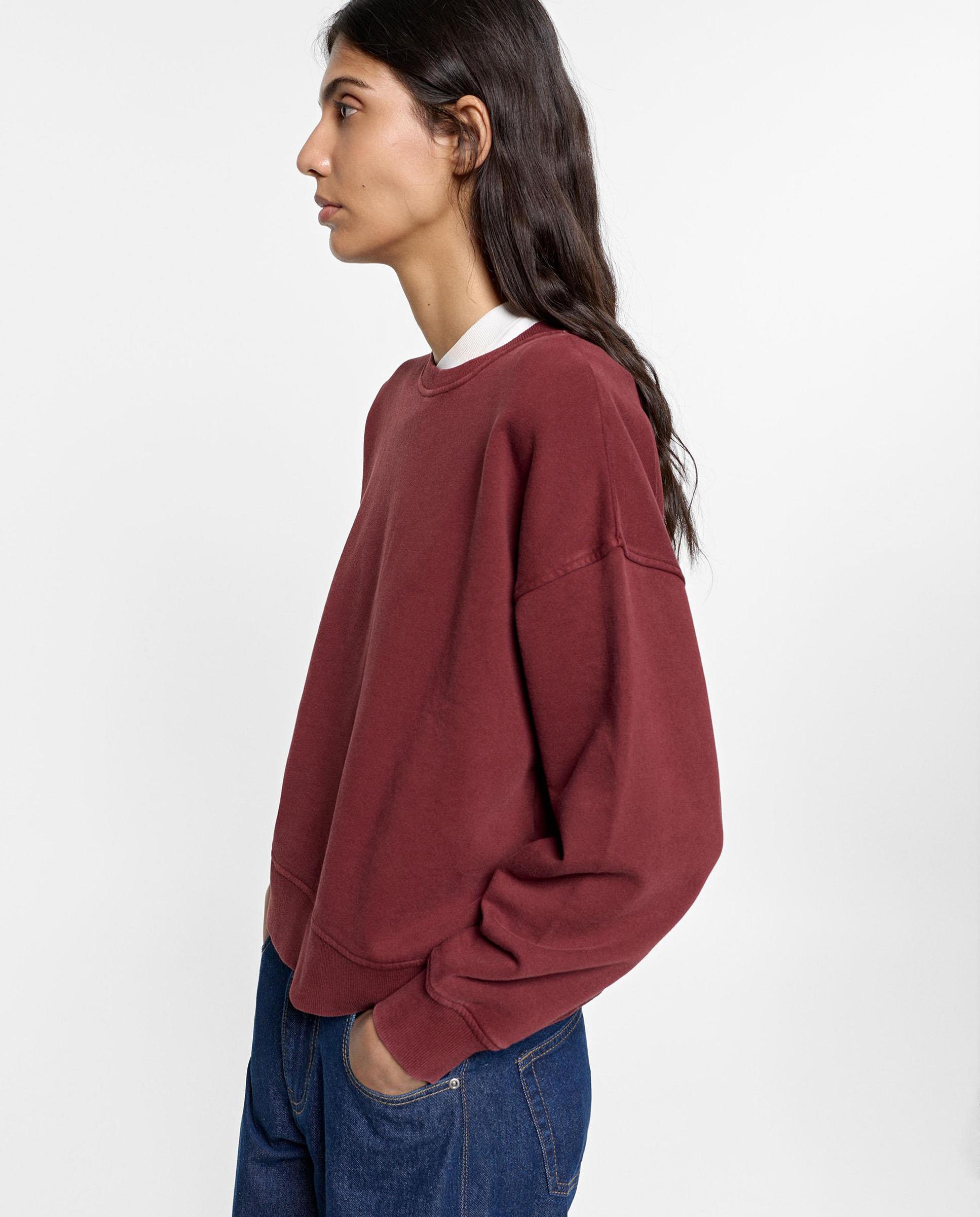 Sudadera de mujer 100% algodón con cuello redondo en liso - Parfois - Burdeos Burdeos-3