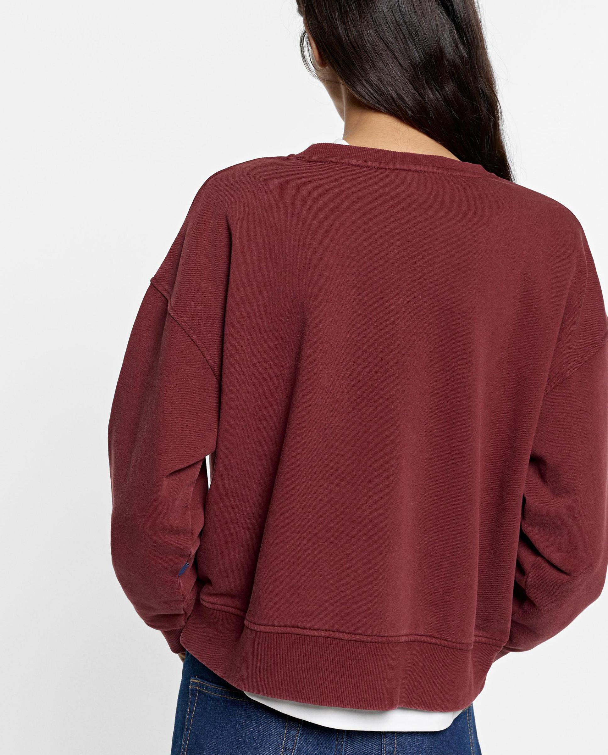 Sudadera de mujer 100% algodón con cuello redondo en liso - Parfois - Burdeos Burdeos-4