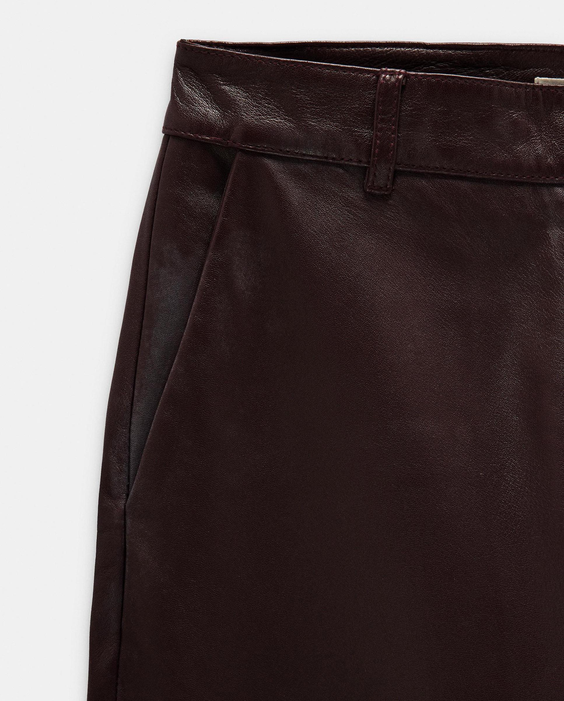 Pantalones rectos de mujer 100% piel con cierre de cremallera en liso - Parfois - Burdeos Burdeos-6