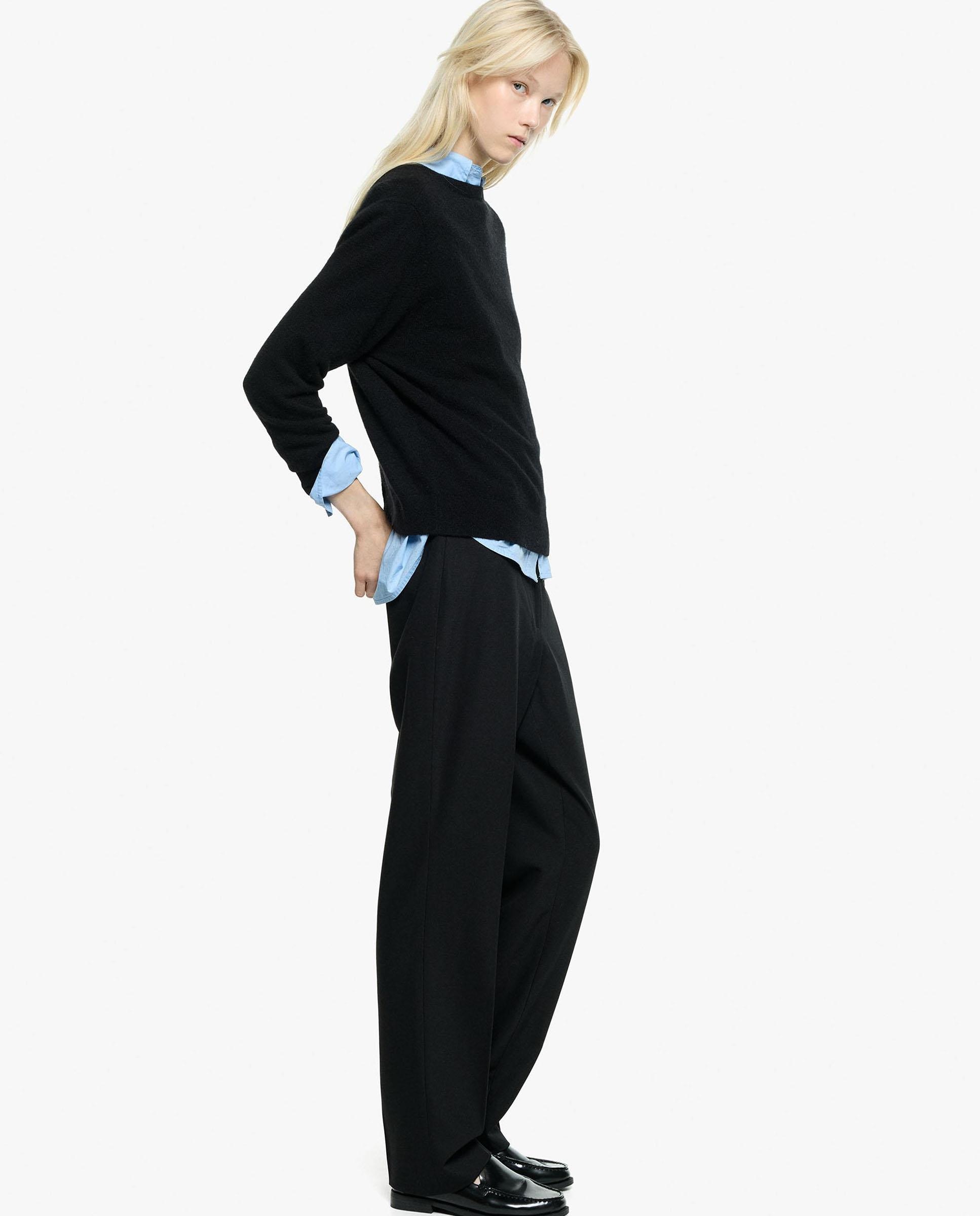 Imagen 2 de Pantalones rectos de mujer con pliegues marcados en liso - Parfois - Negro Negro
