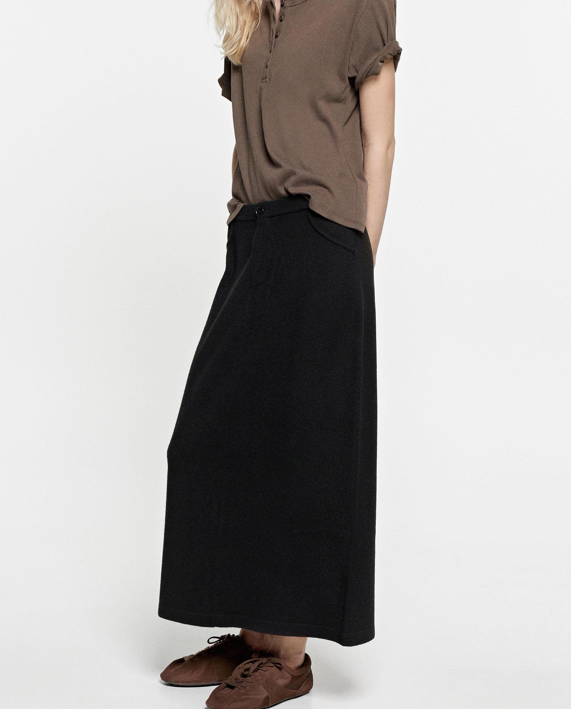 Falda larga de punto en liso - Parfois - Negro Negro-4