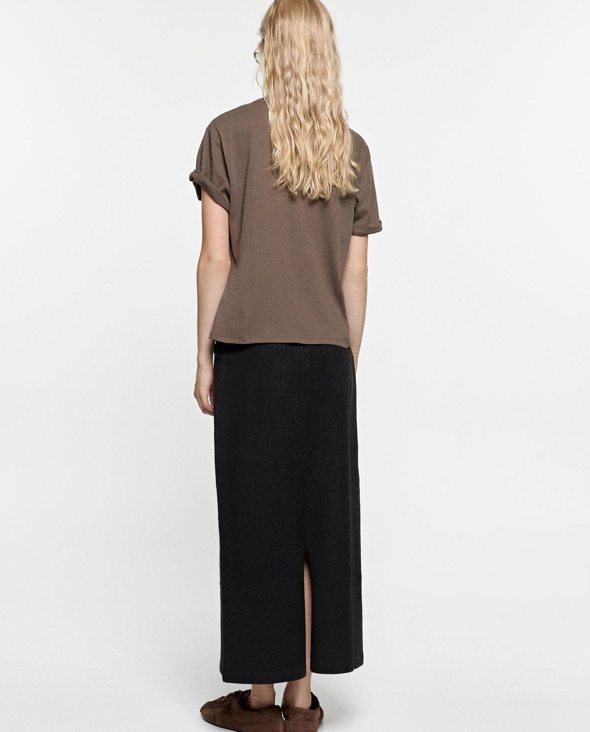 Falda larga de punto en liso - Parfois - Negro Negro-5
