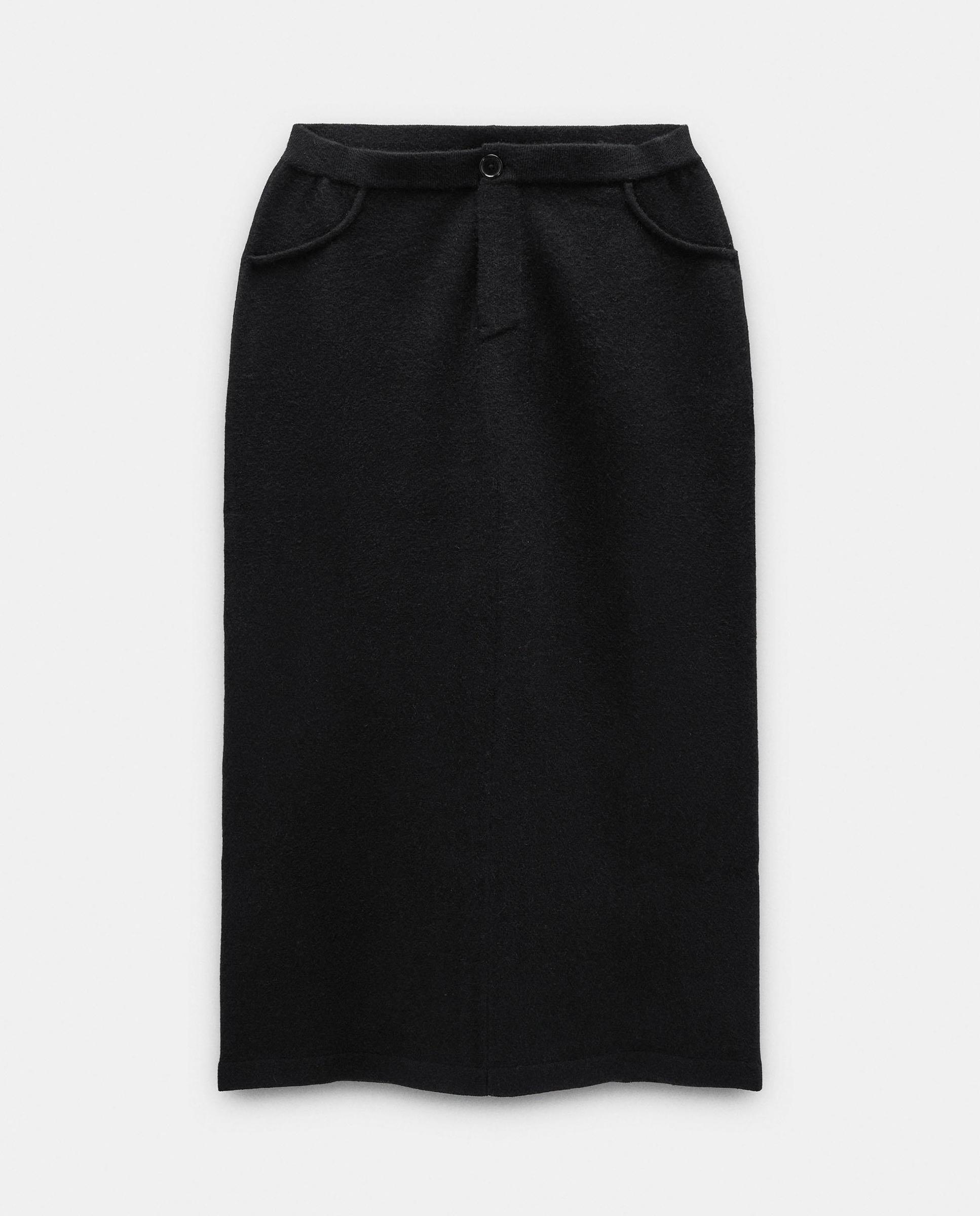 Falda larga de punto en liso - Parfois - Negro Negro-7