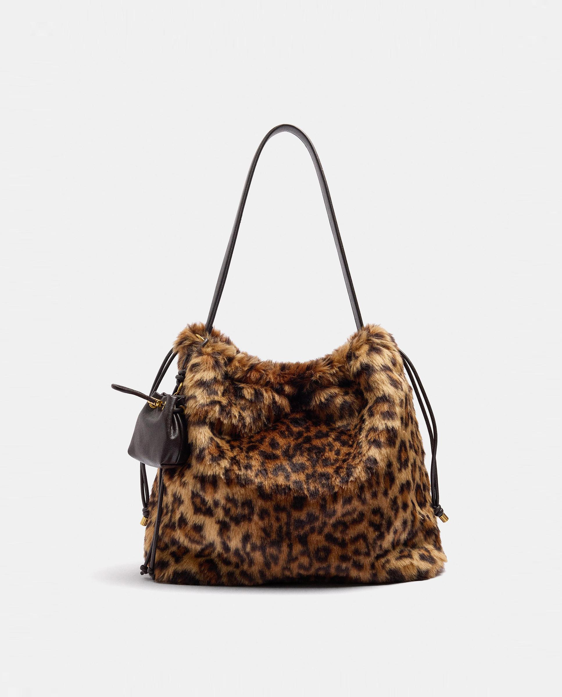 Bolso de hombro con pelito exterior y estampado animal print - Parfois - Multicolor Multicolor-1