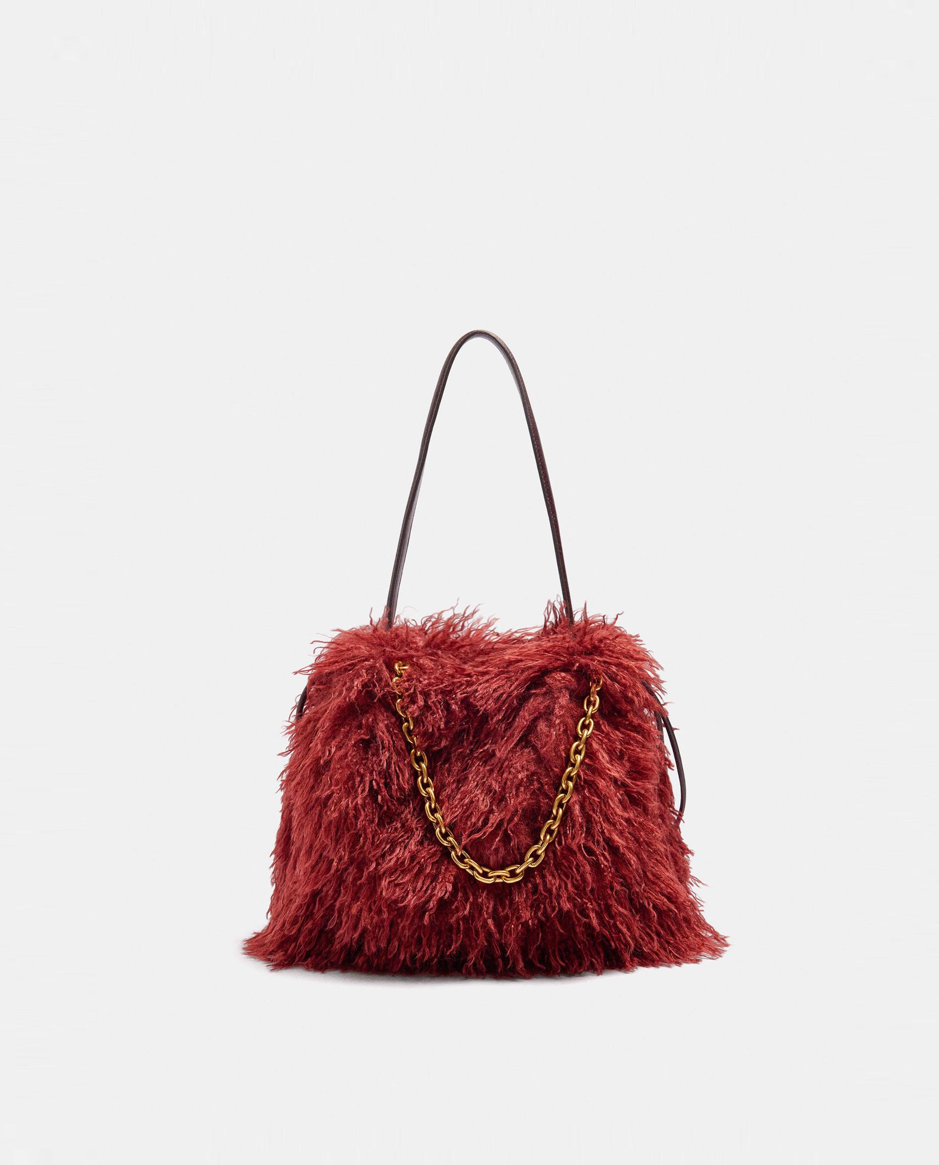 Bolso de hombro con pelito exterior en liso - Parfois - Teja Teja-1