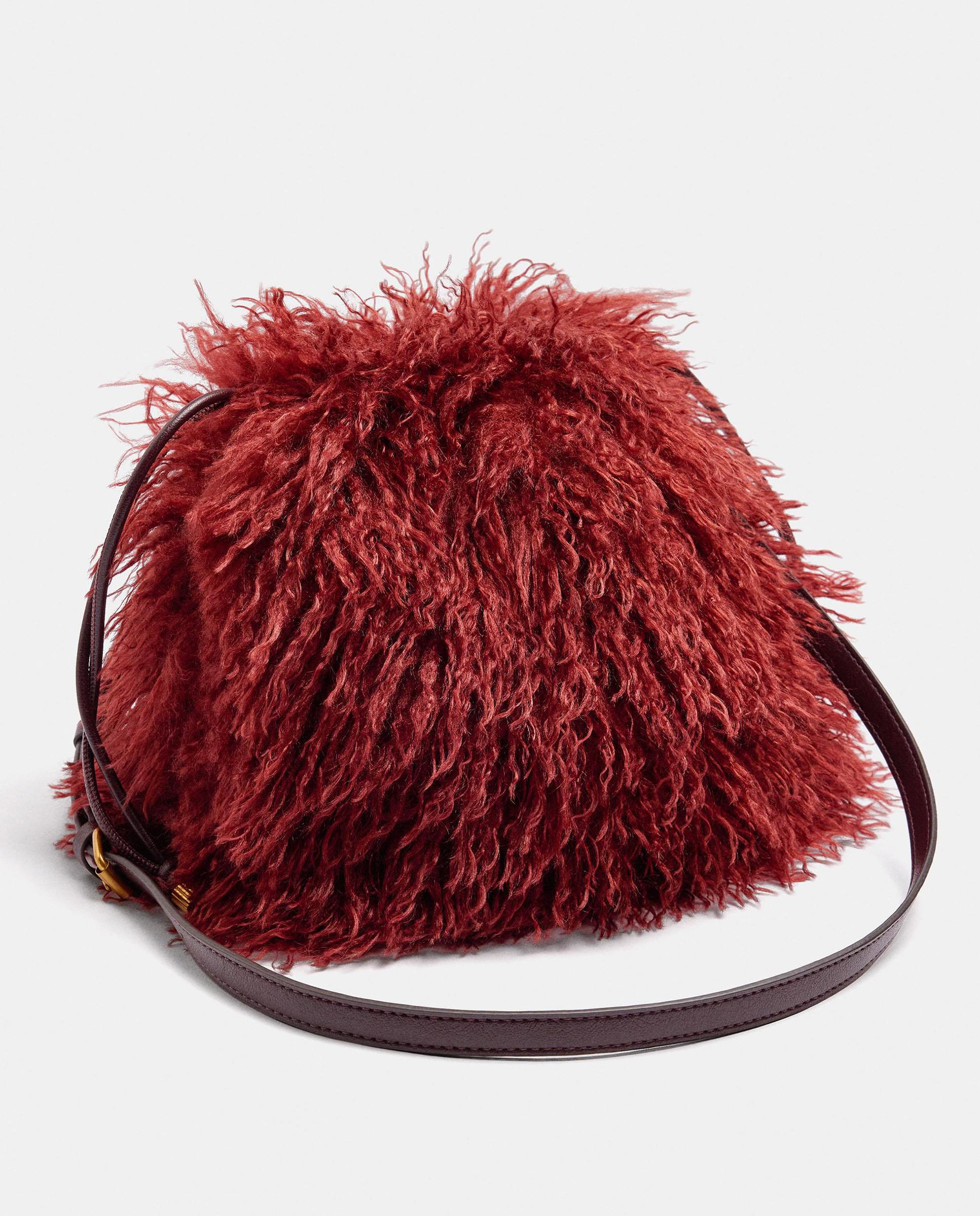 Bolso de hombro con pelito exterior en liso - Parfois - Teja Teja-3