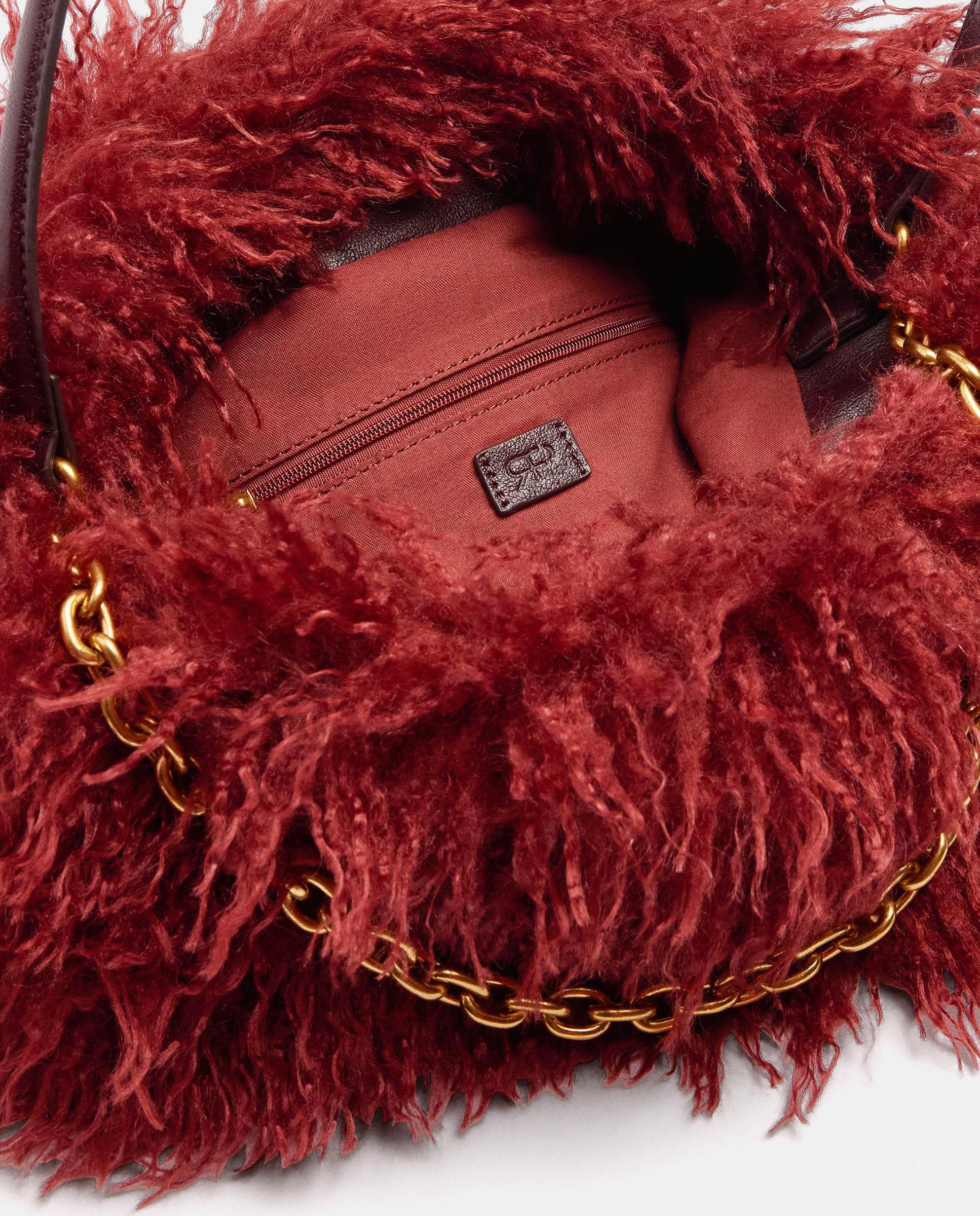 Bolso de hombro con pelito exterior en liso - Parfois - Teja Teja-2