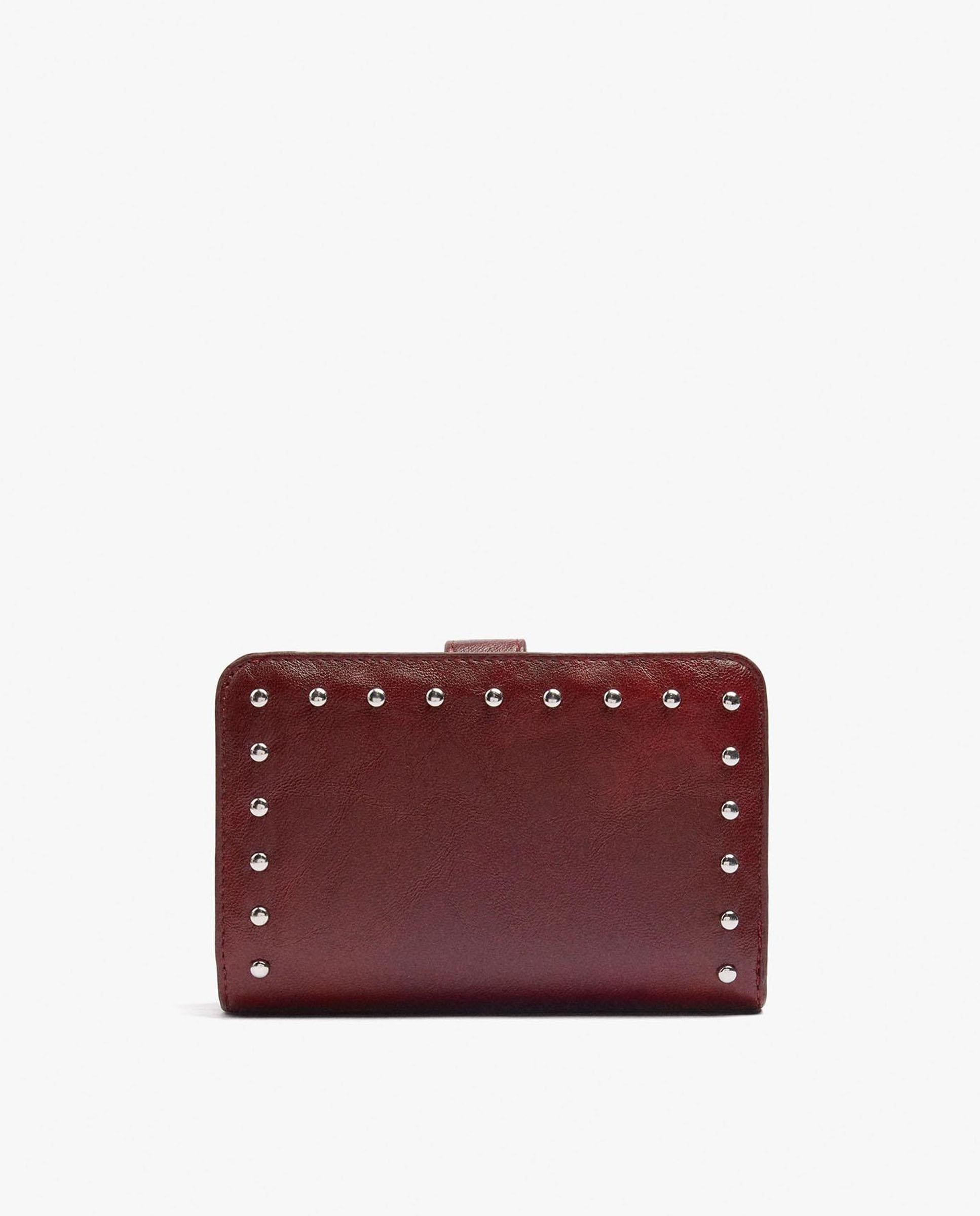 Cartera de mujer mediana con tachuelas y cierre de cremallera en liso - Parfois - Burdeos Burdeos-1