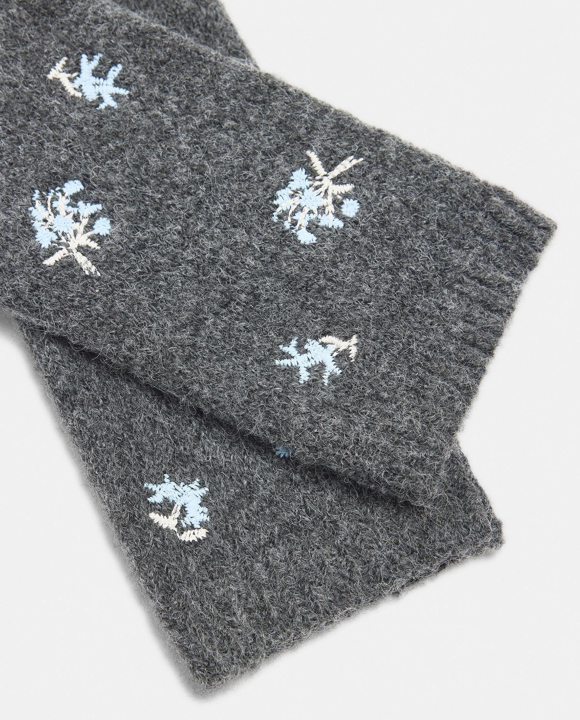 Guantes de punto de mujer 100% lana con bordados florales - Parfois - Gris Gris-2