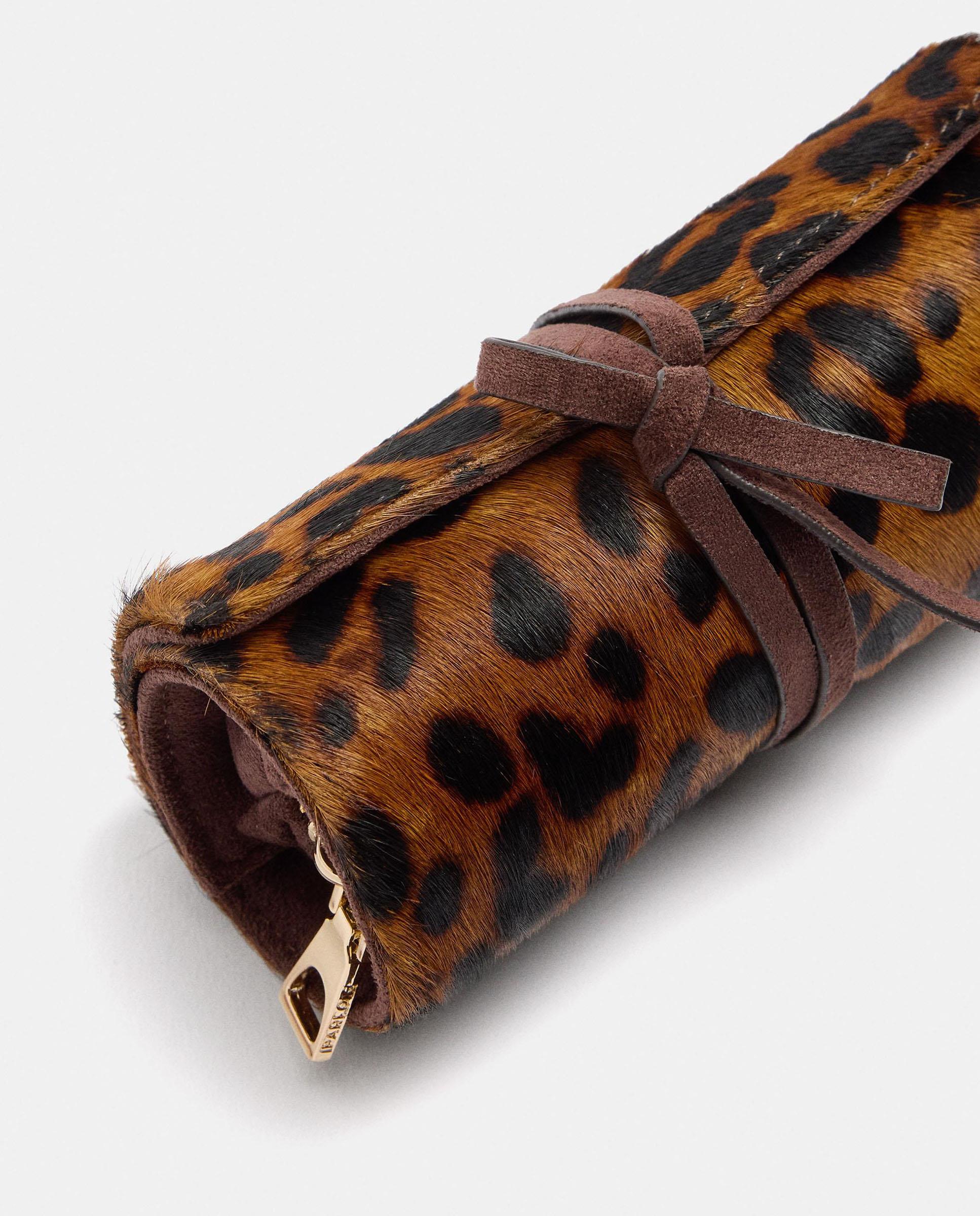 Joyero de viaje enrollable con cierre de cuerda y estampado animal print - Parfois - Marrón Marrón-3