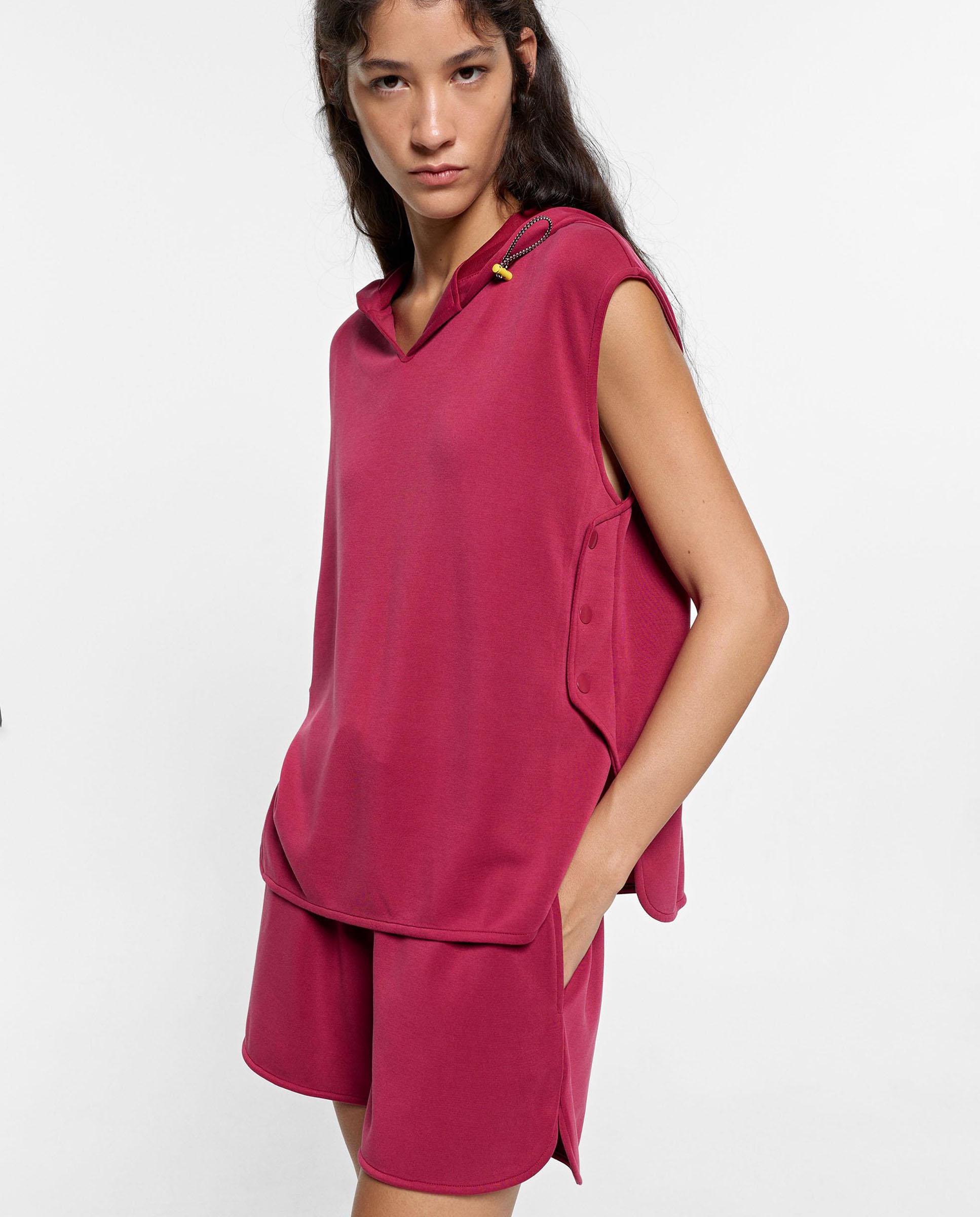 Sudadera de mujer sin mangas con capucha - Parfois - Rojo Rojo-2