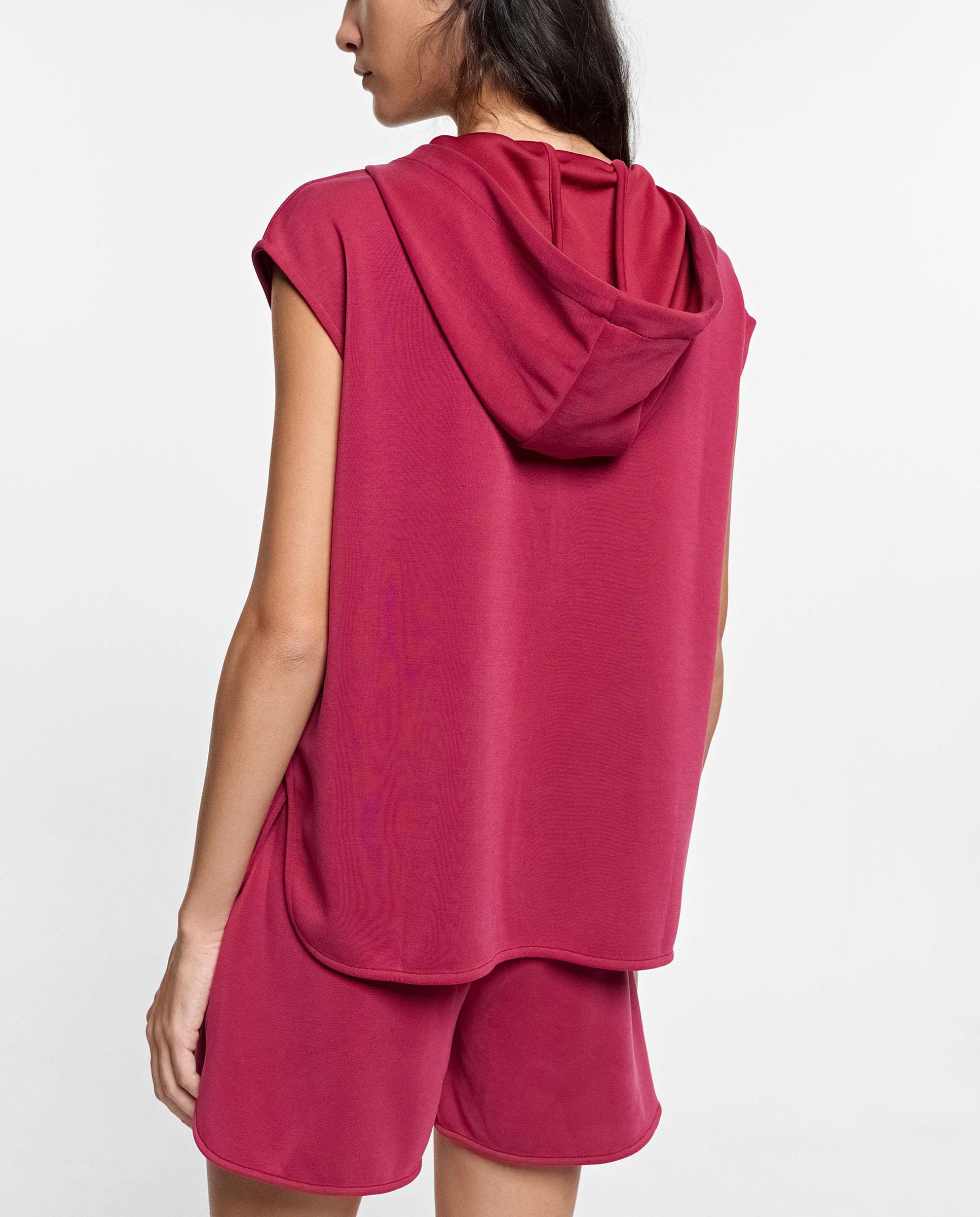 Sudadera de mujer sin mangas con capucha - Parfois - Rojo Rojo-3