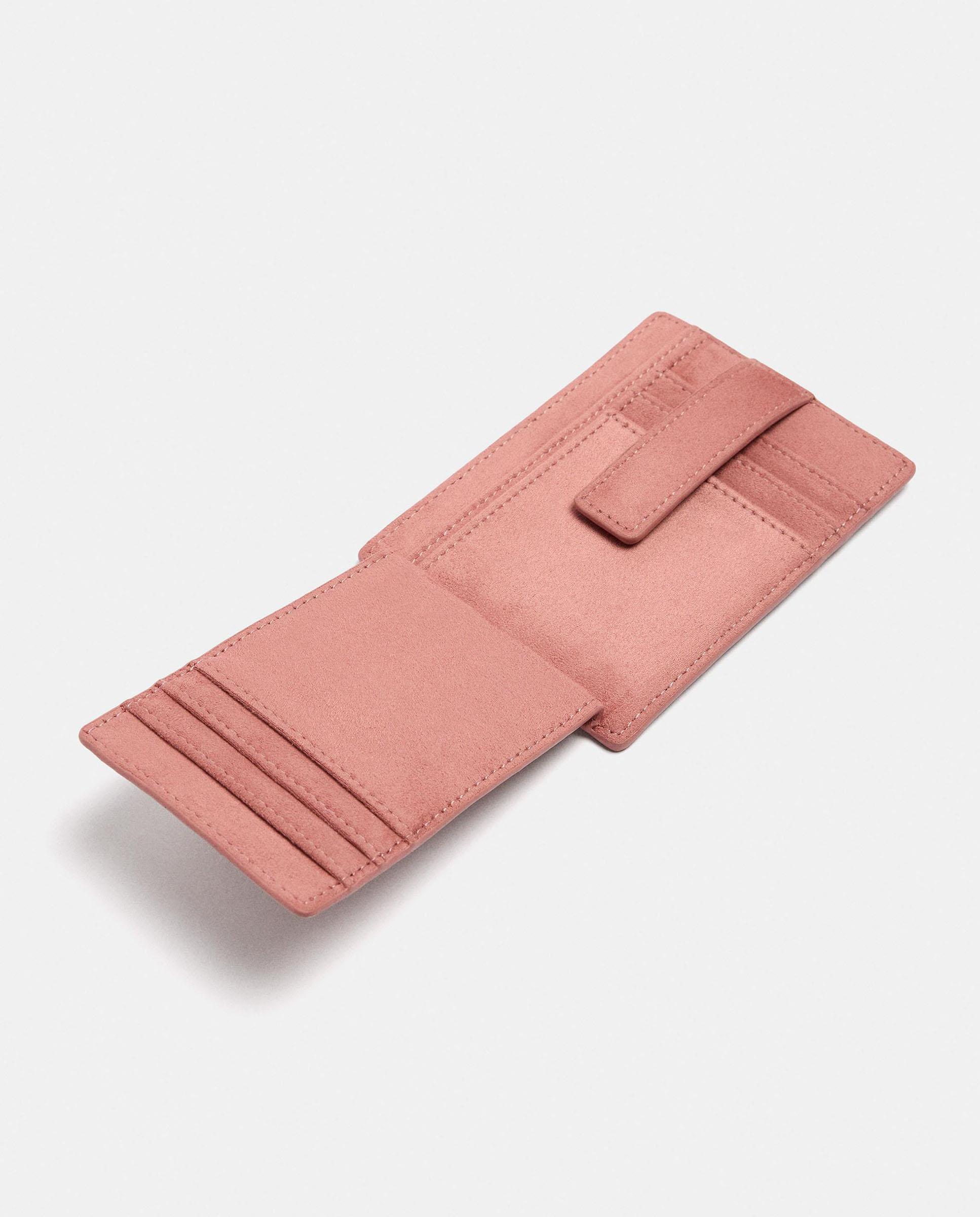 Tarjetero de mujer pequeño con cierre de botón y tachuelas decorativas - Parfois - Rosa Rosa-4